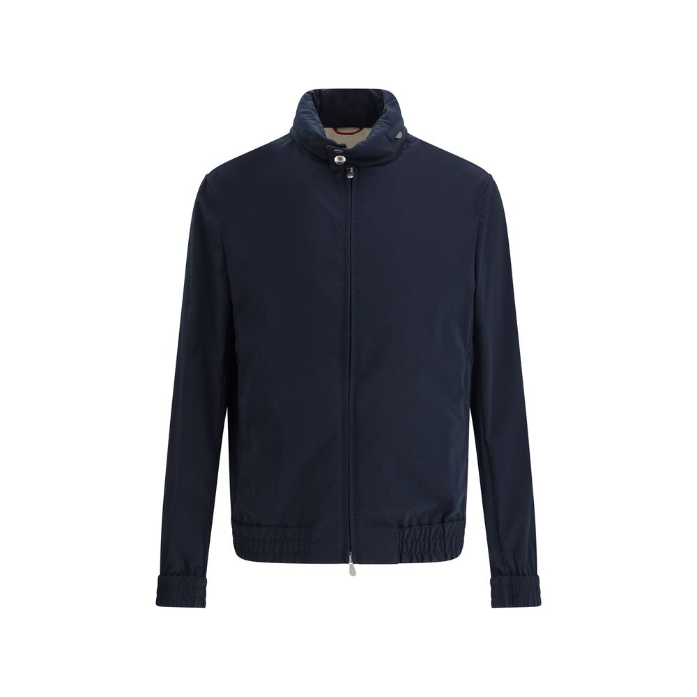 Brunello Cucinelli Grey Cotton Canvas Jacket With Hood