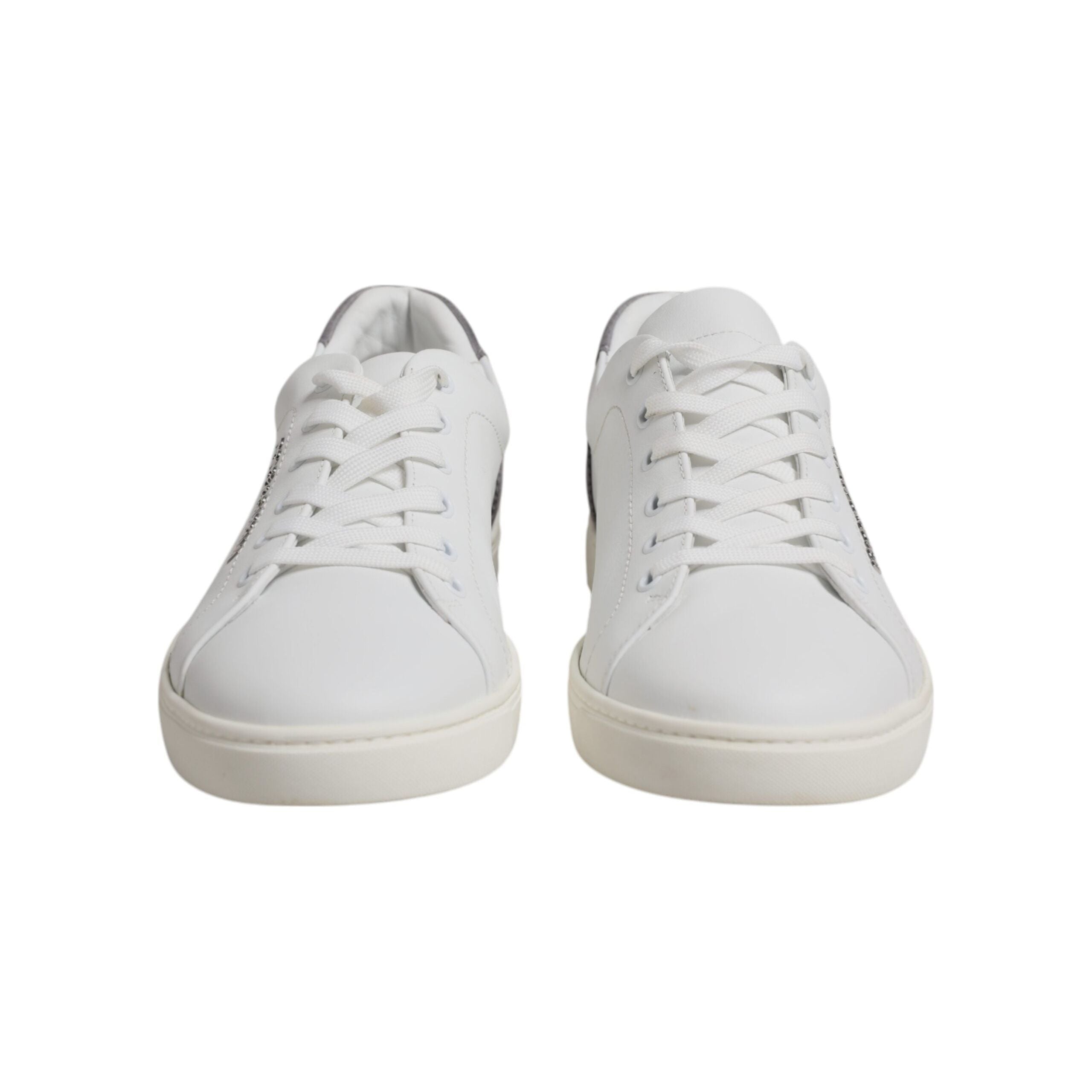 Dolce & Gabbana White Suede Leather Low Top Sneakers