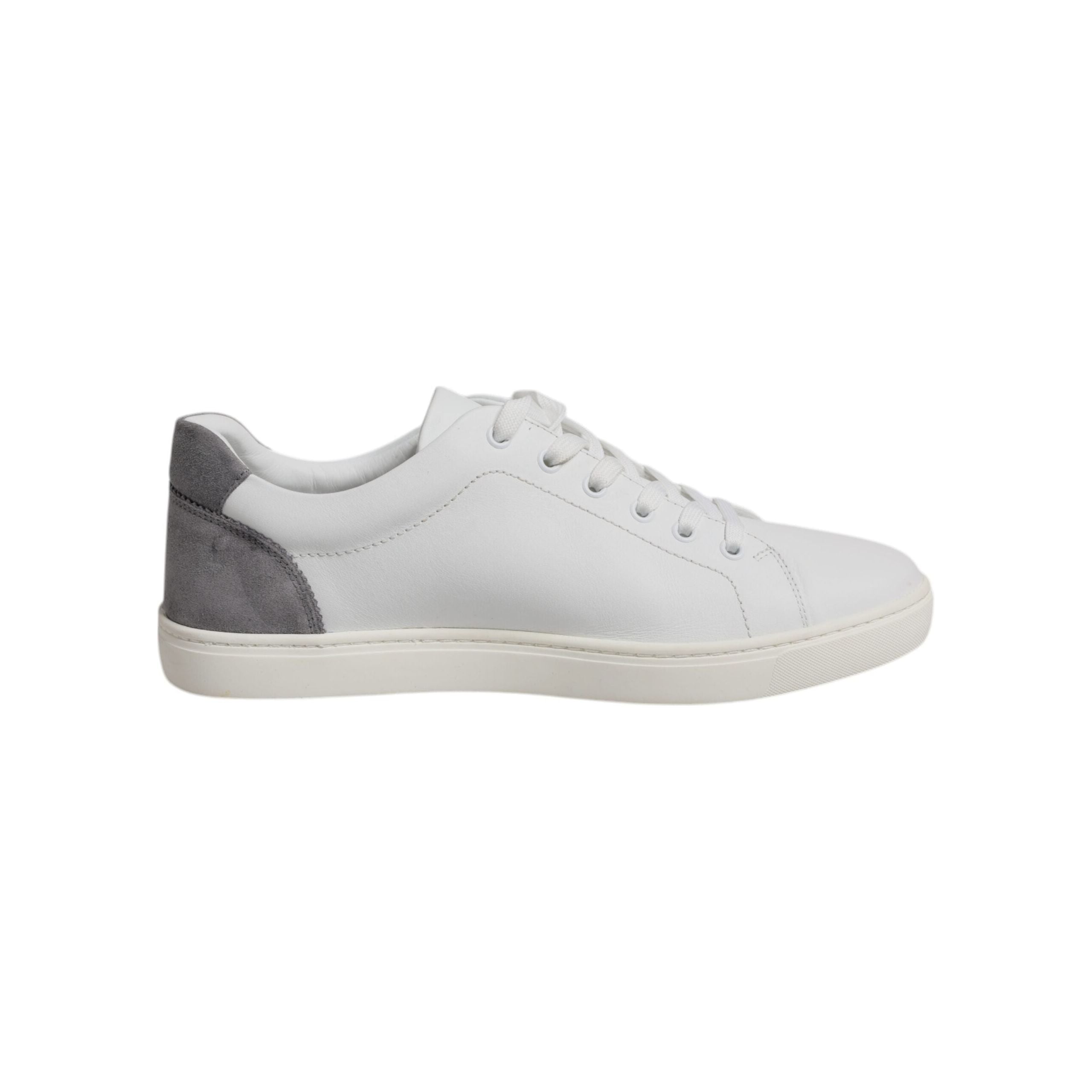 Dolce & Gabbana White Suede Leather Low Top Sneakers