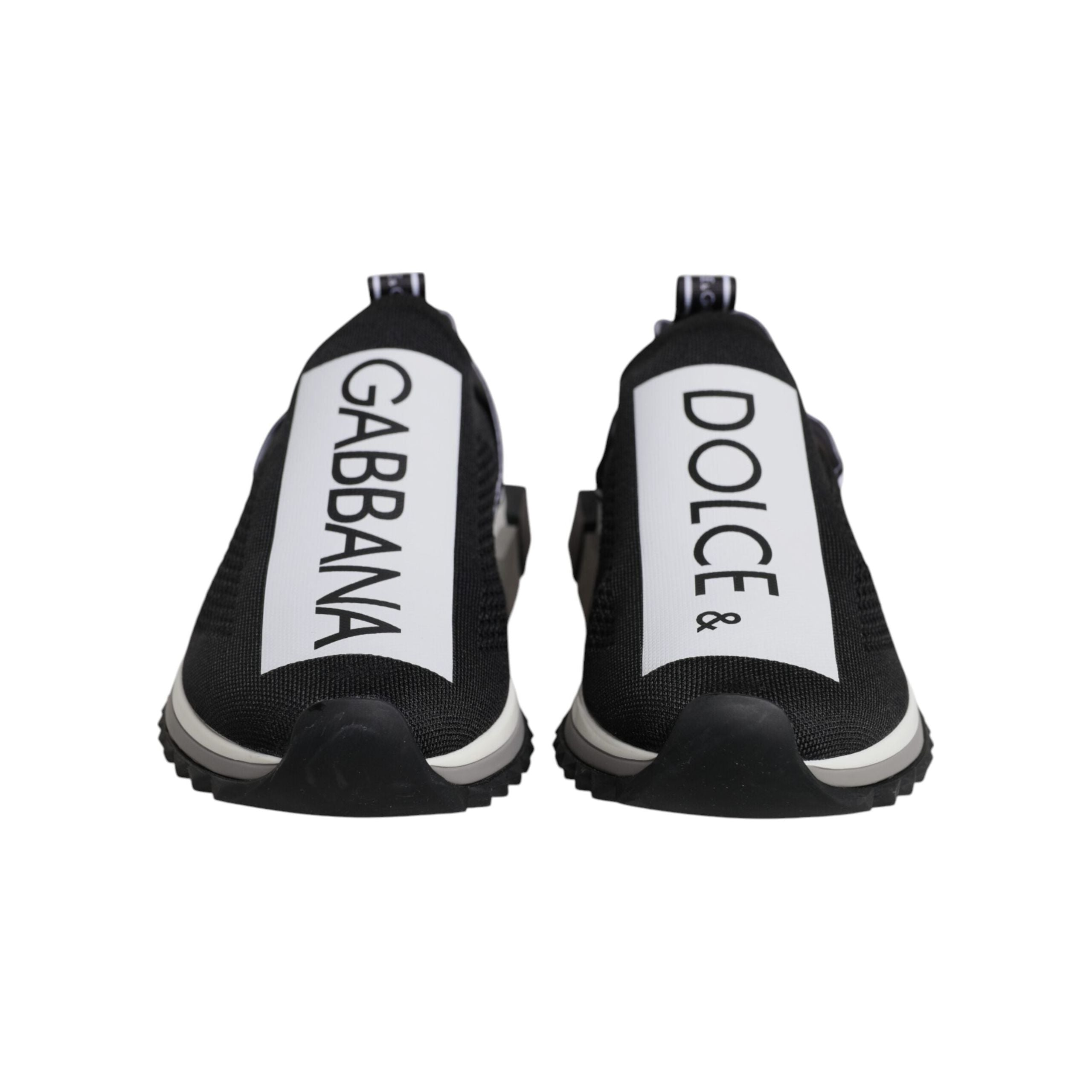 Dolce & Gabbana Black White Fabric Slip On Sorrento Sneakers