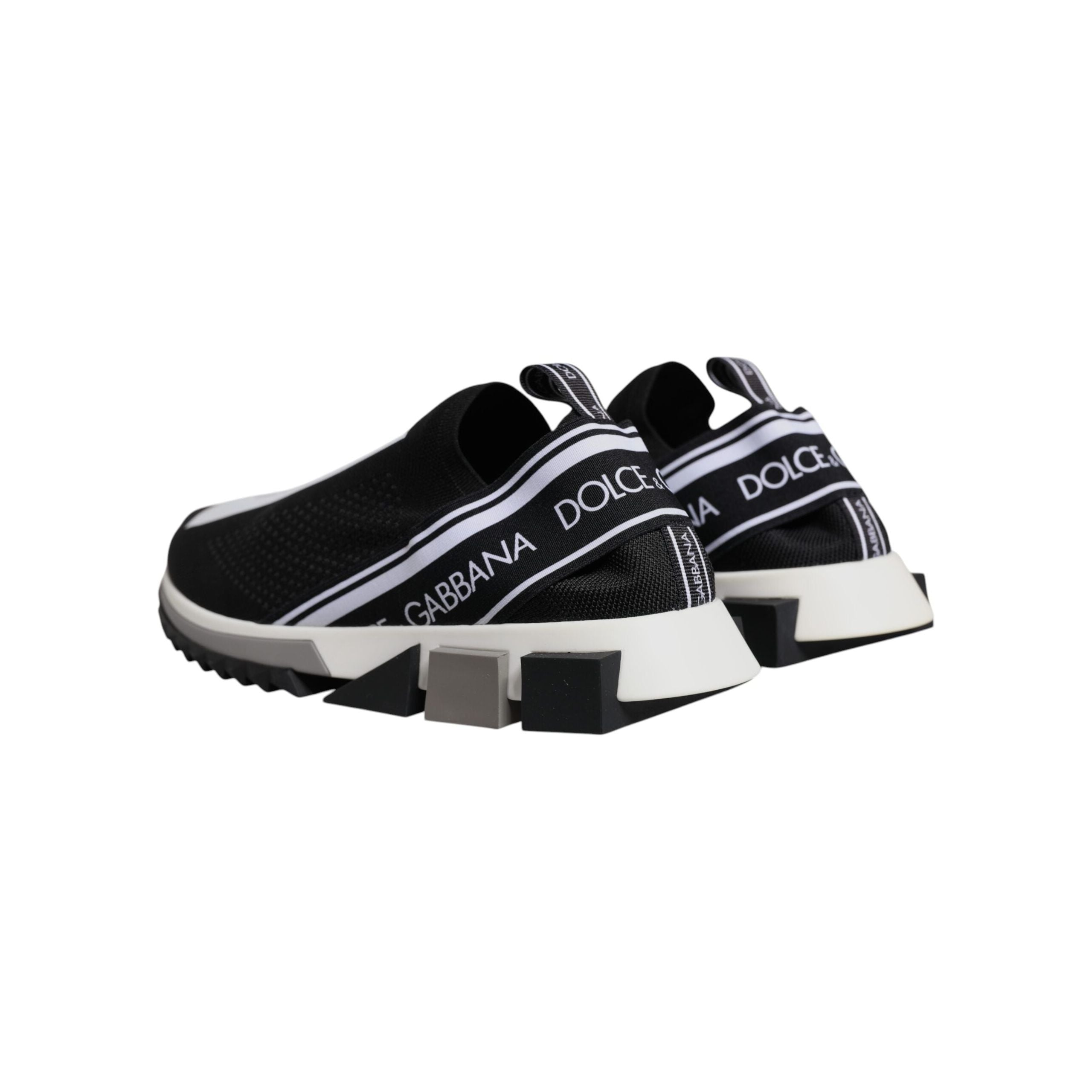 Dolce & Gabbana Black White Fabric Slip On Sorrento Sneakers