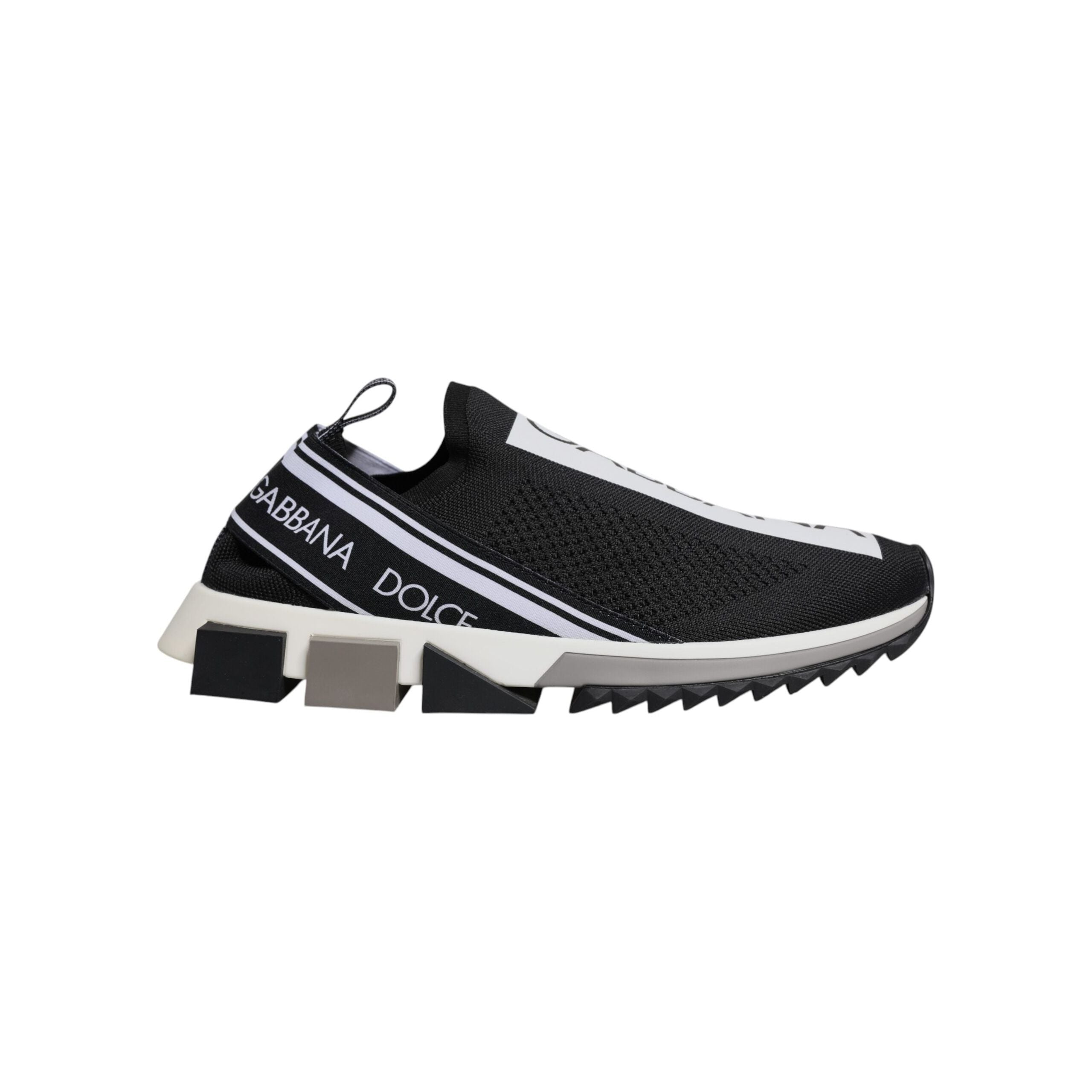 Dolce & Gabbana Black White Fabric Slip On Sorrento Sneakers