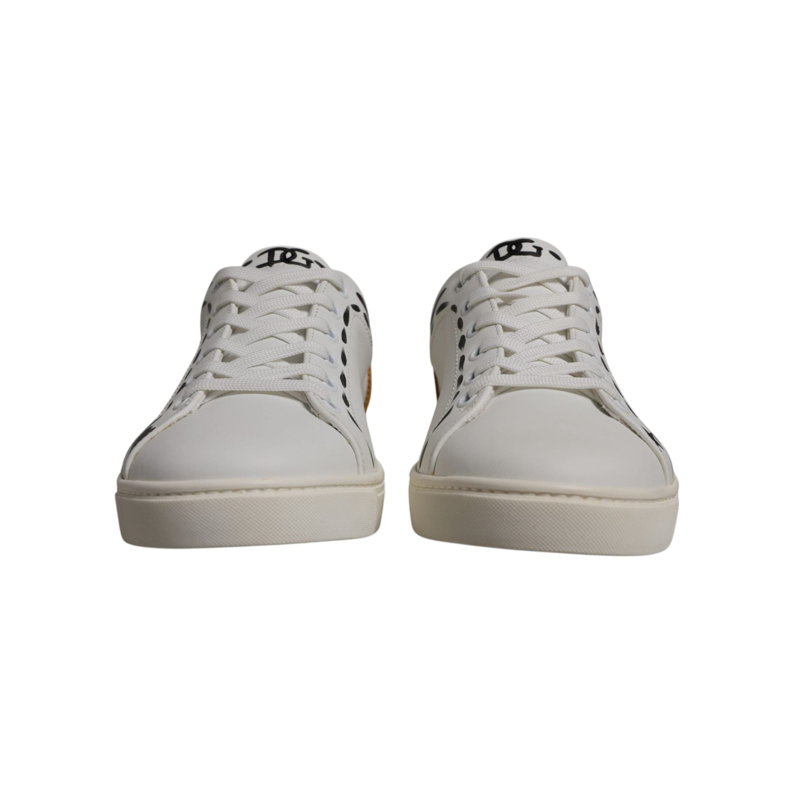 Dolce & Gabbana White Suede Leather Low Top Sneakers