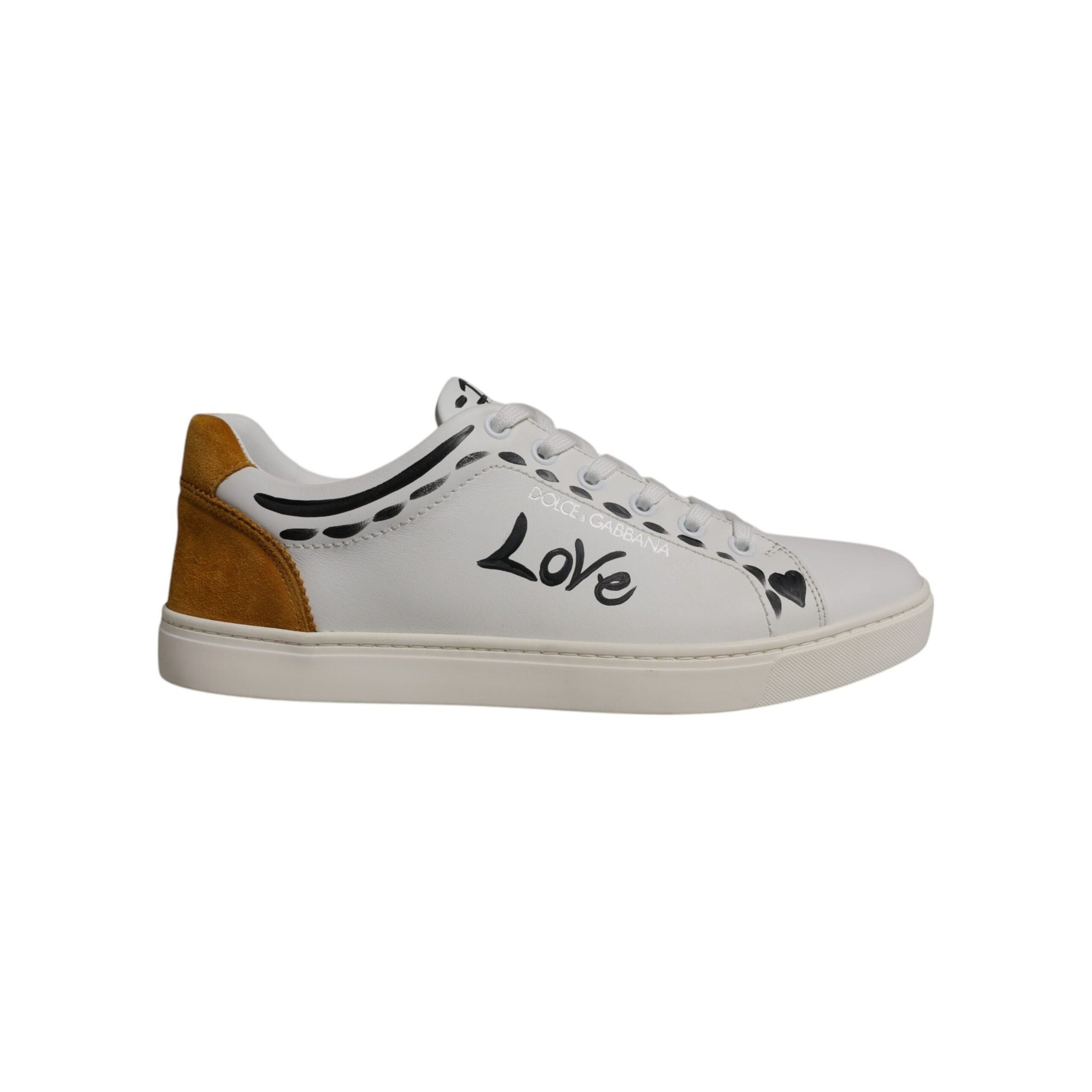Dolce & Gabbana White Suede Leather Low Top Sneakers