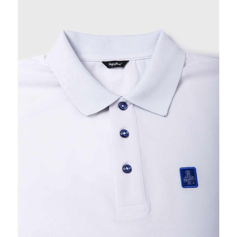 Refrigiwear White Cotton Polo Shirt for Timeless Elegance