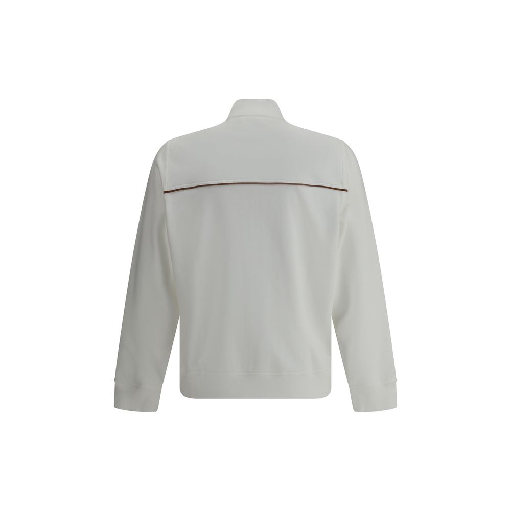 Brunello Cucinelli Grey Cotton Sweatshirt With Contrast Details