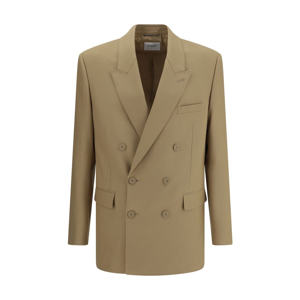 Saint Laurent Grey Wool Blazer Jacket for Effortless Elegance