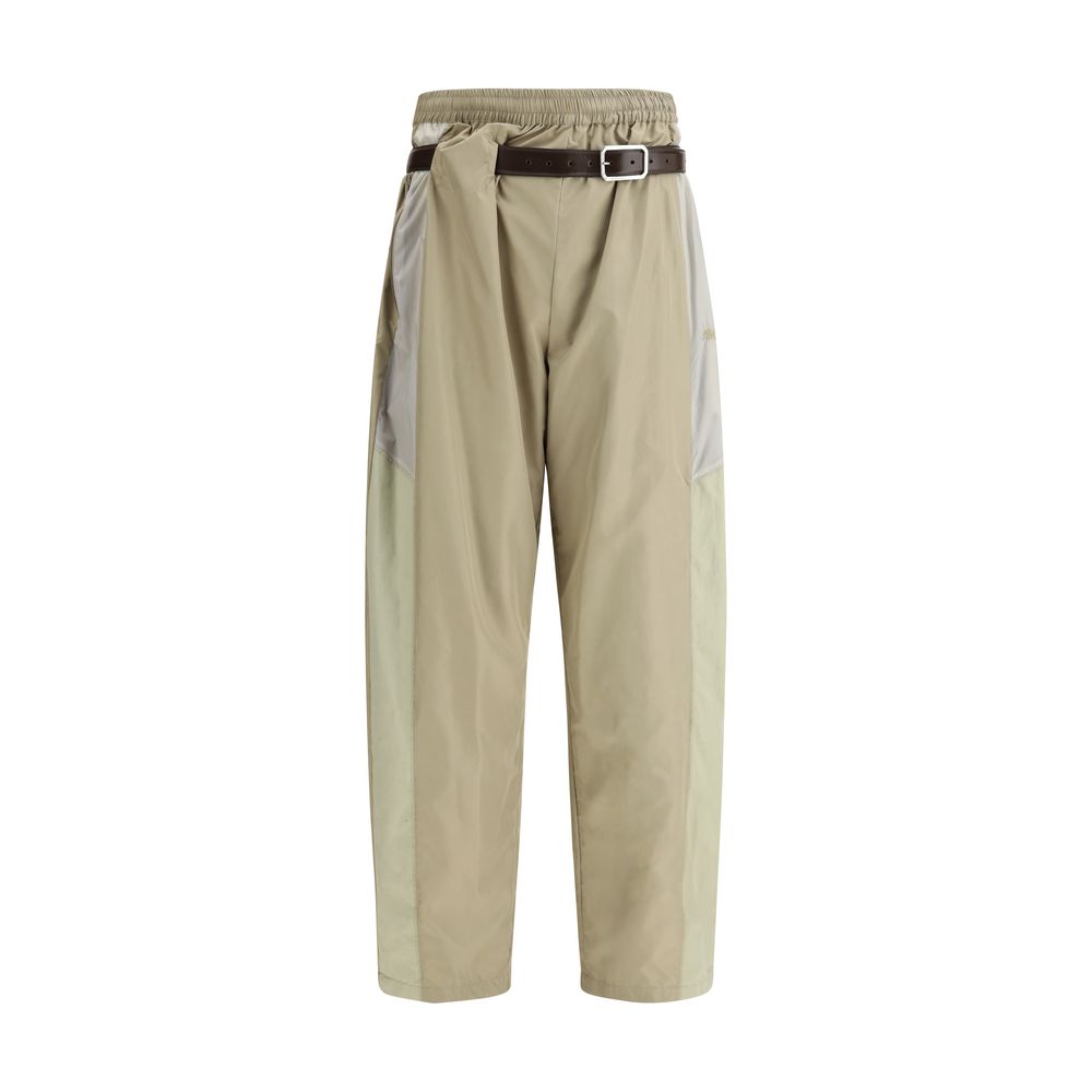 Magliano Black Nylon Pants with Built-in Belt for Elevated Style