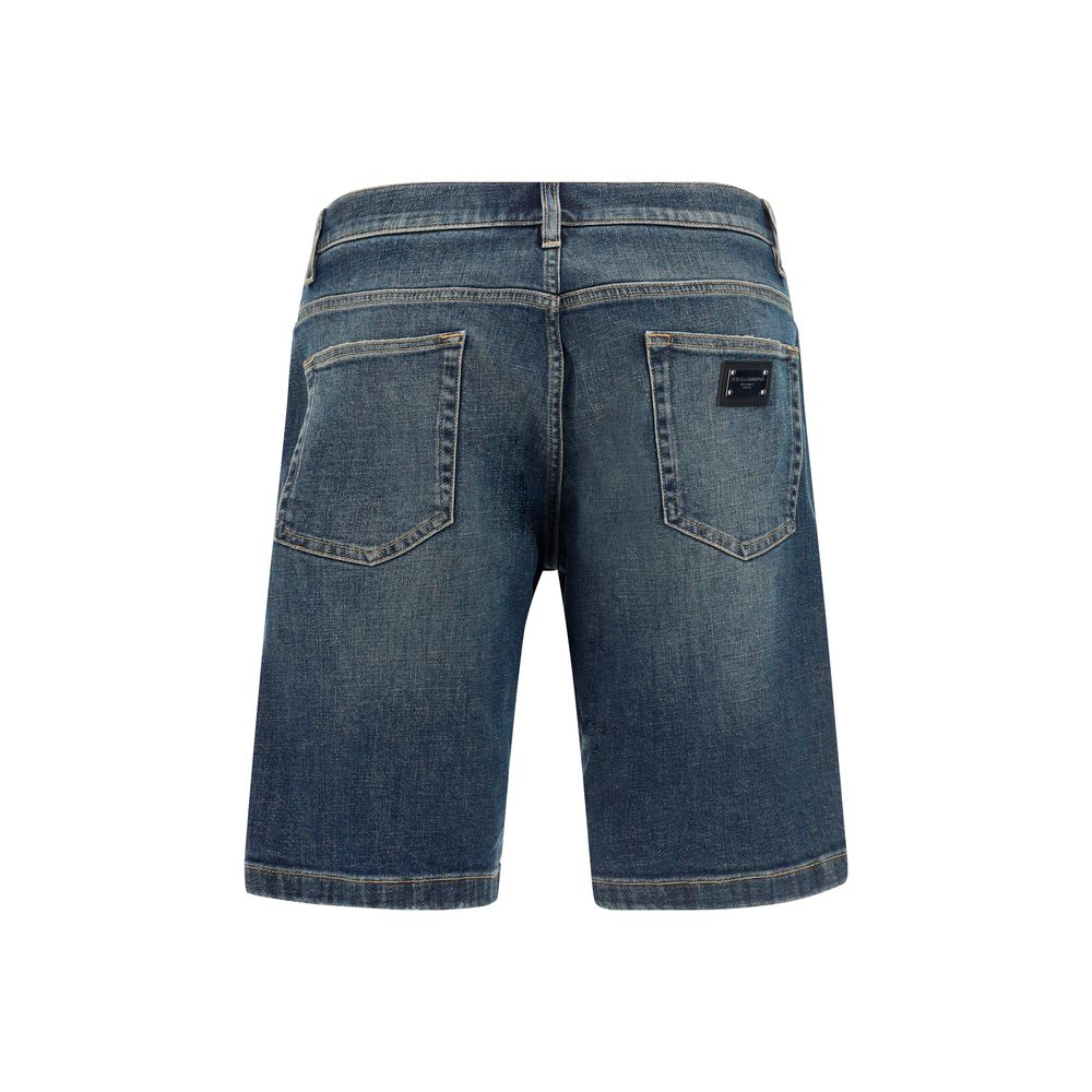 Dolce & Gabbana Blue Cotton Denim Shorts for Elevated Casual Chic