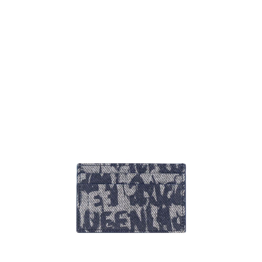 Alexander McQueen Black Leather Card Holder with Signature Graffiti Print