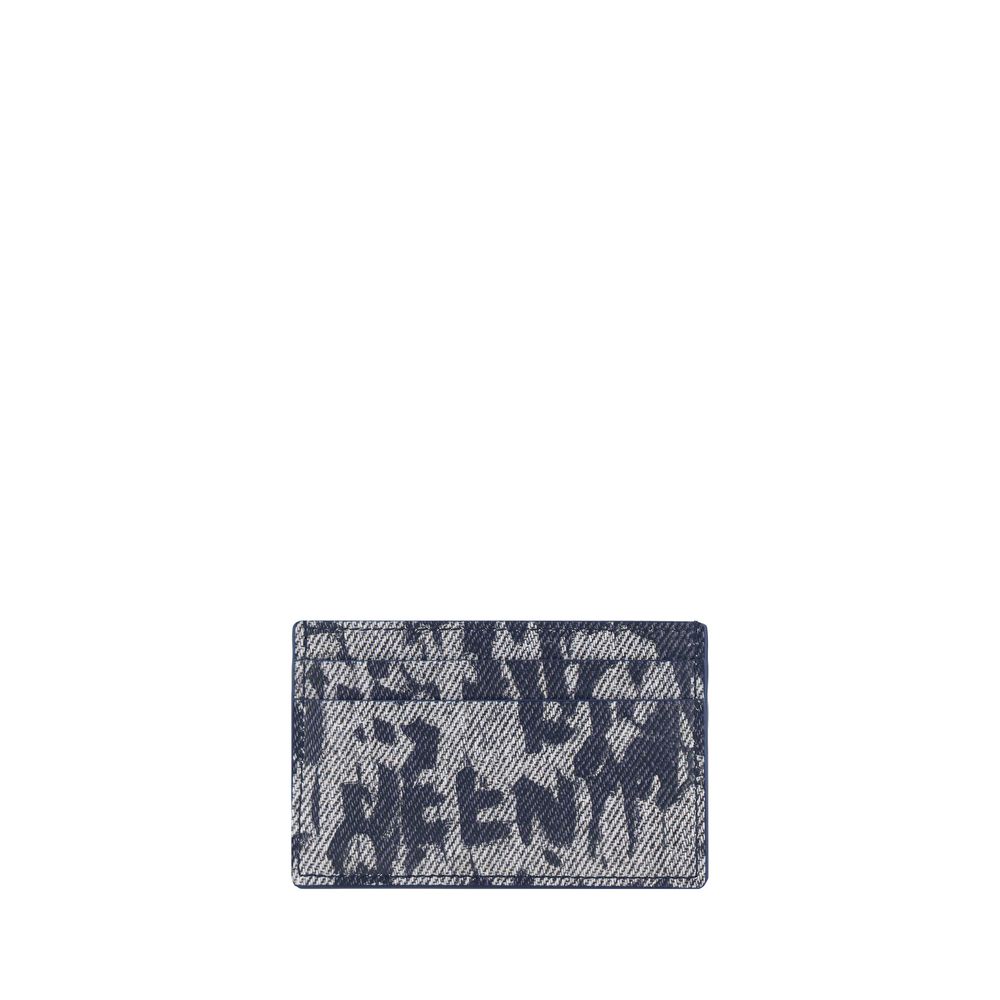 Alexander McQueen Black Leather Card Holder with Signature Graffiti Print