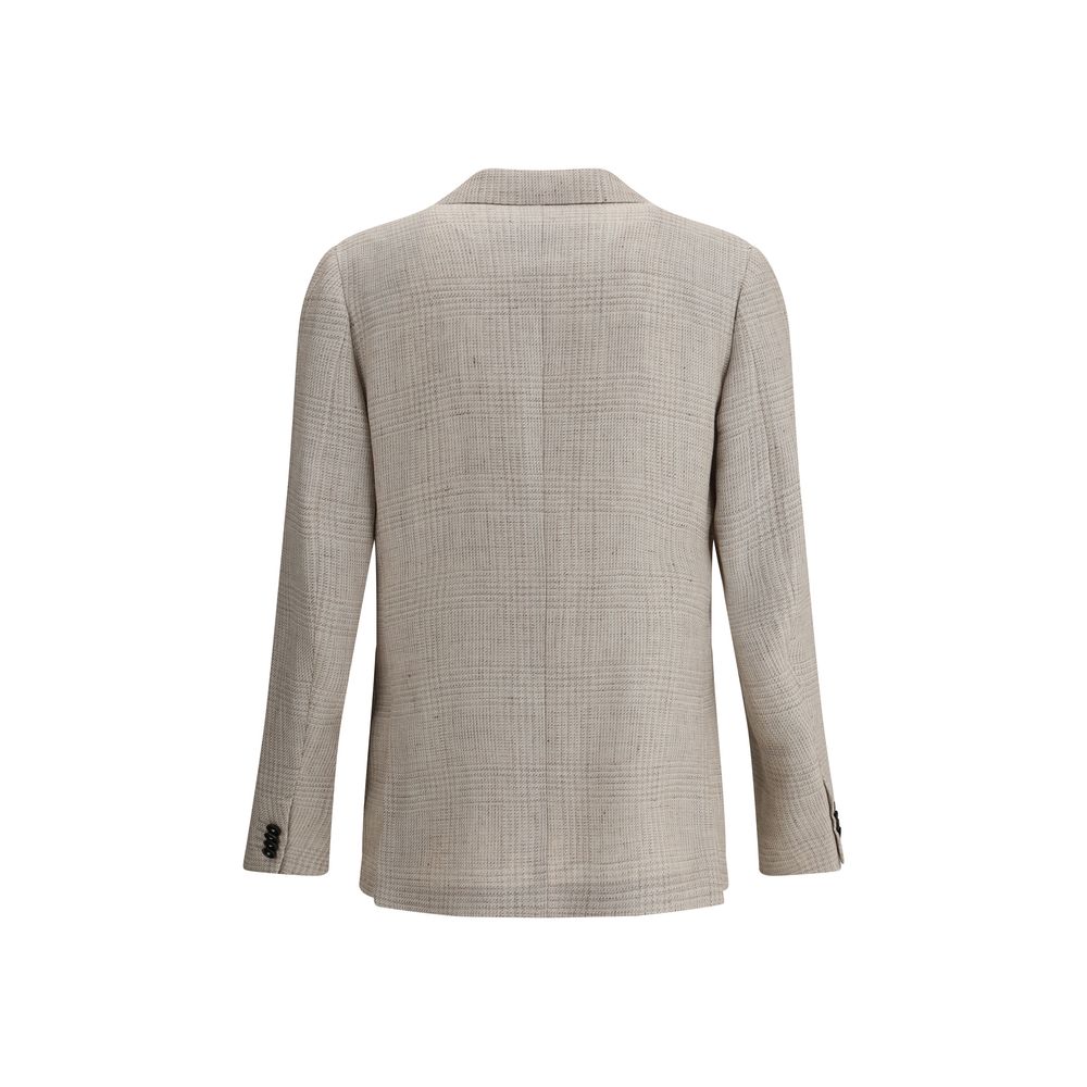 ZEGNA Grey Linen Wool Blend Luxury Blazer Jacket