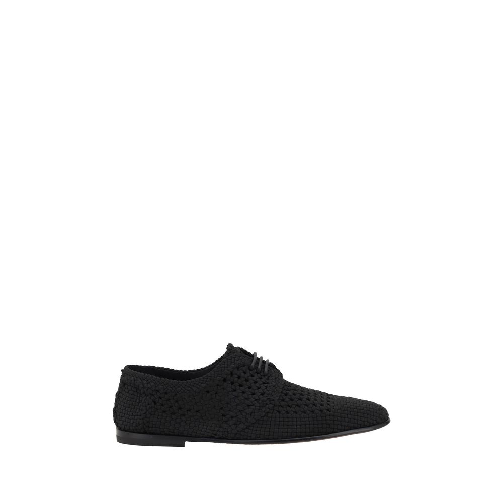 Dolce & Gabbana Black Leather Derby Lace-Up Shoes