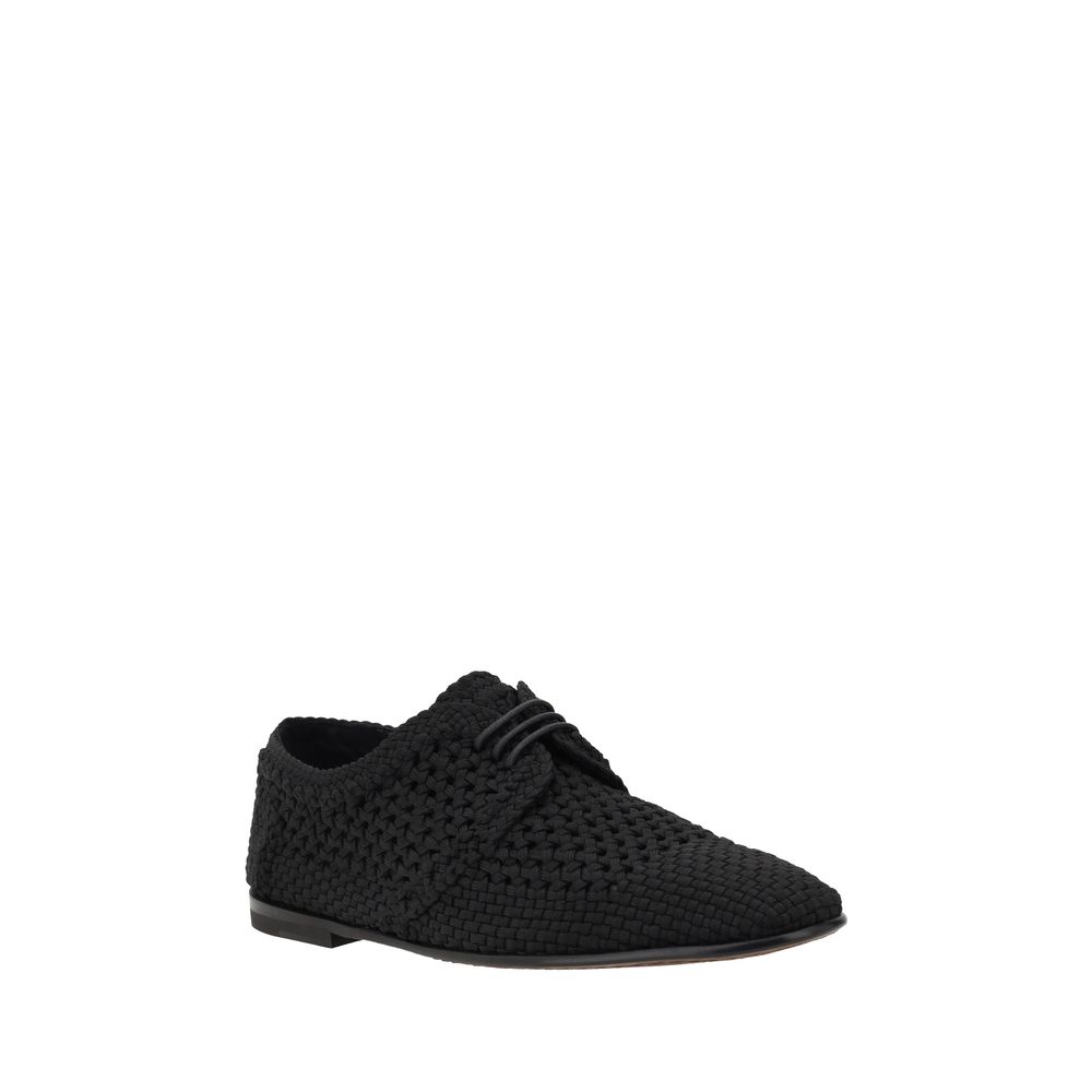 Dolce & Gabbana Black Leather Derby Lace-Up Shoes
