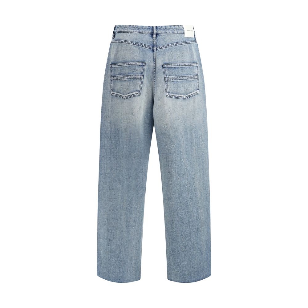 Namacheko Blue Cotton Hand Pilled Jeans for Effortless Urban Elegance