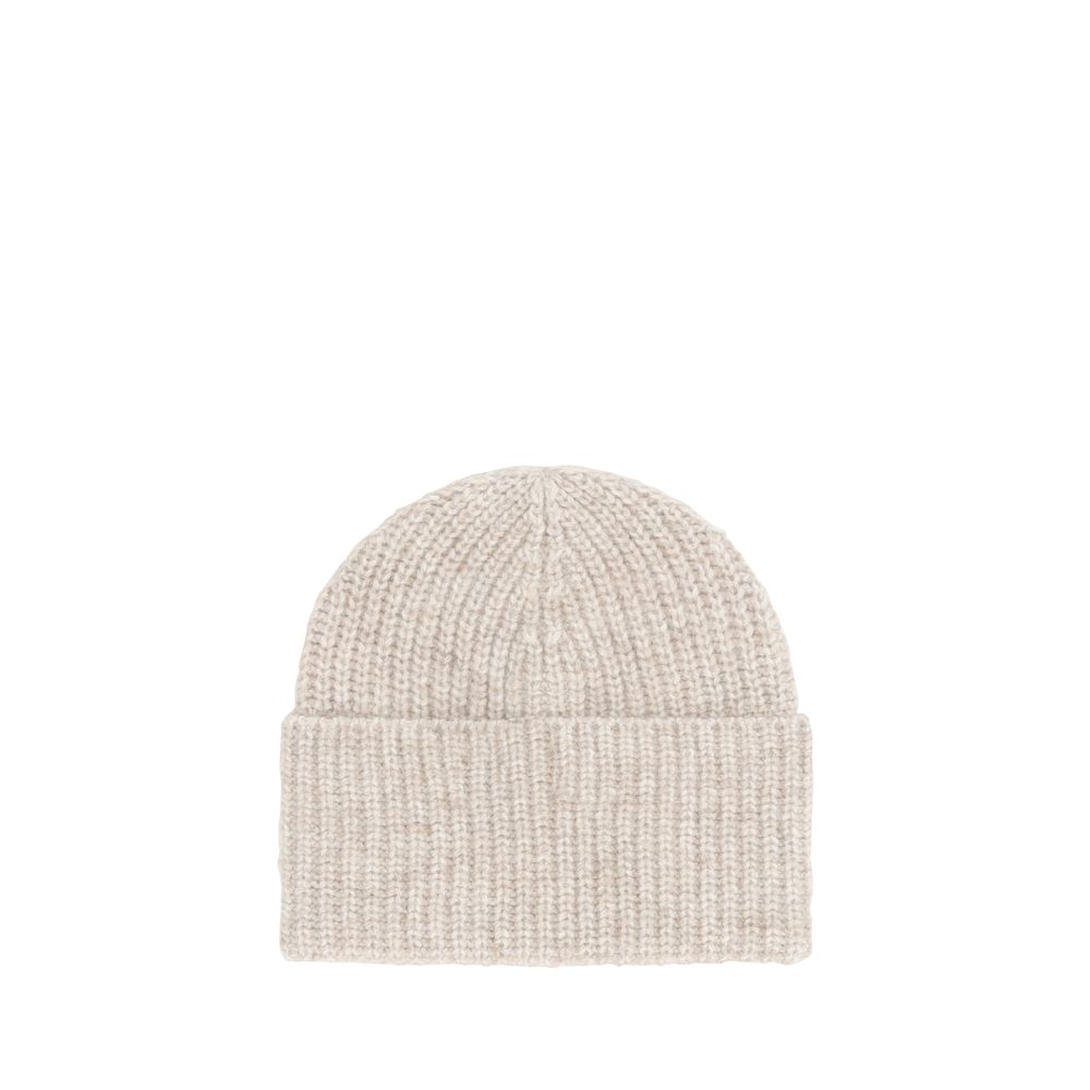 Brunello Cucinelli Grey Cashmere Beanie Hat for Elevated Style