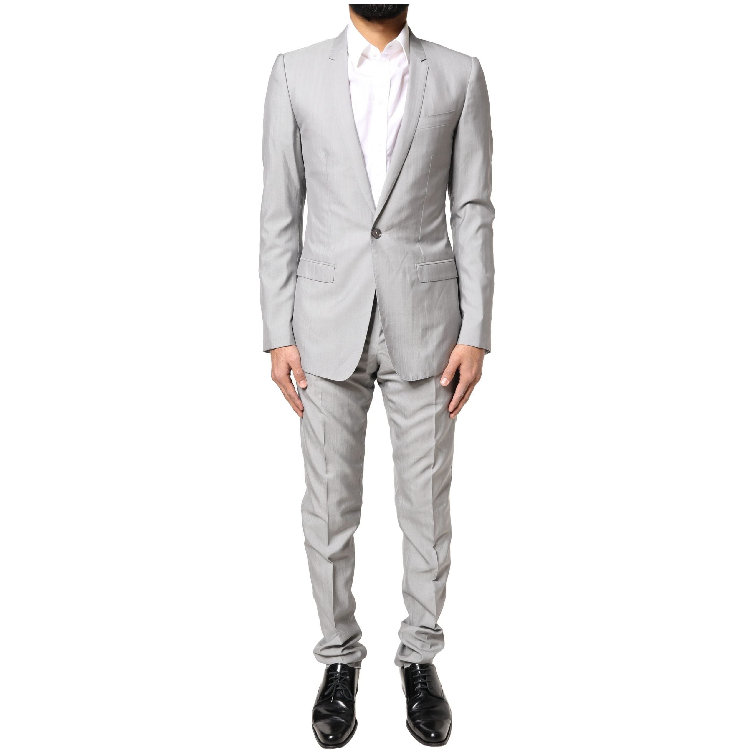 Dolce & Gabbana Light Gray Wool GOLD 2 Piece Formal Suit