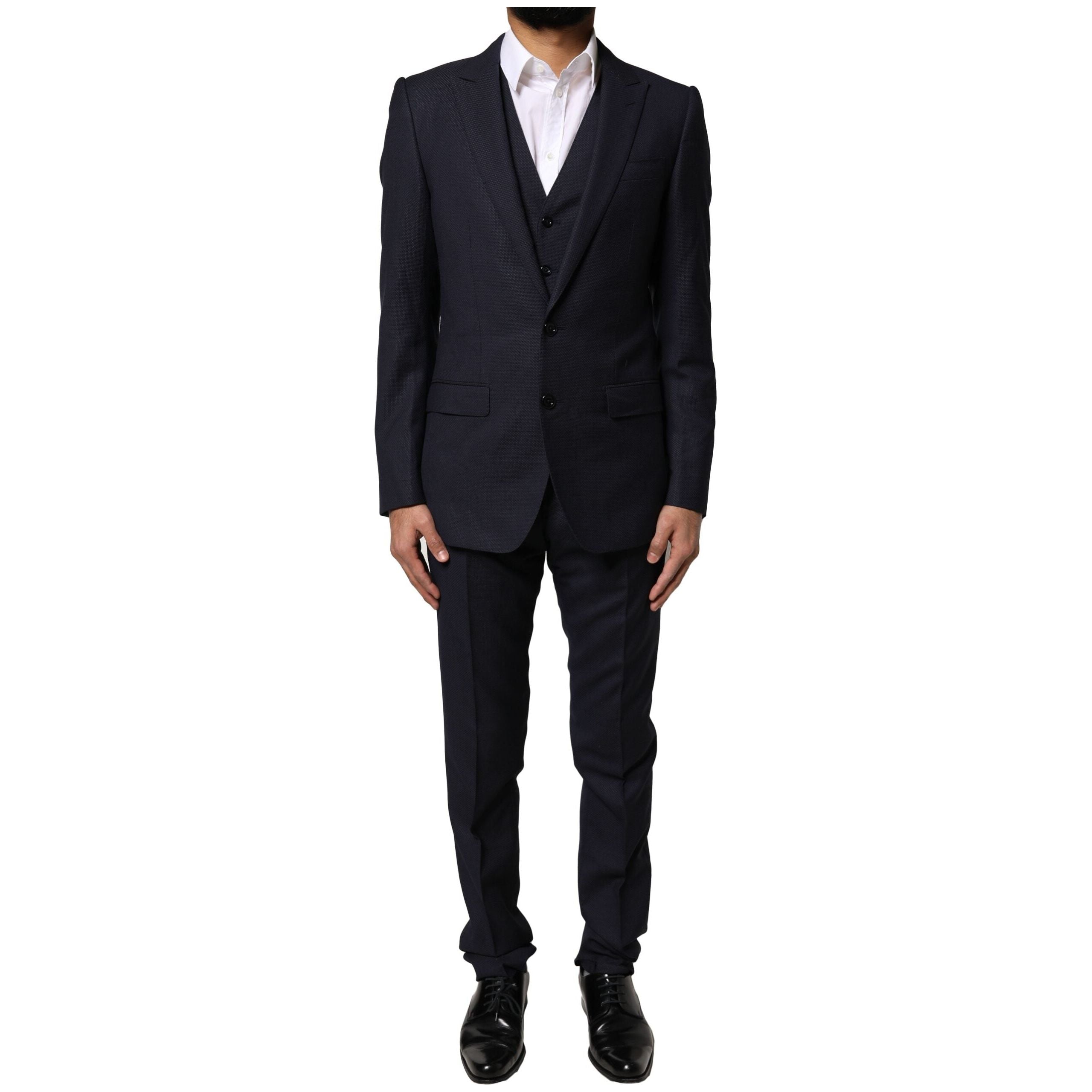 Dolce & Gabbana Black Wool Silk 3 Piece Formal Suit