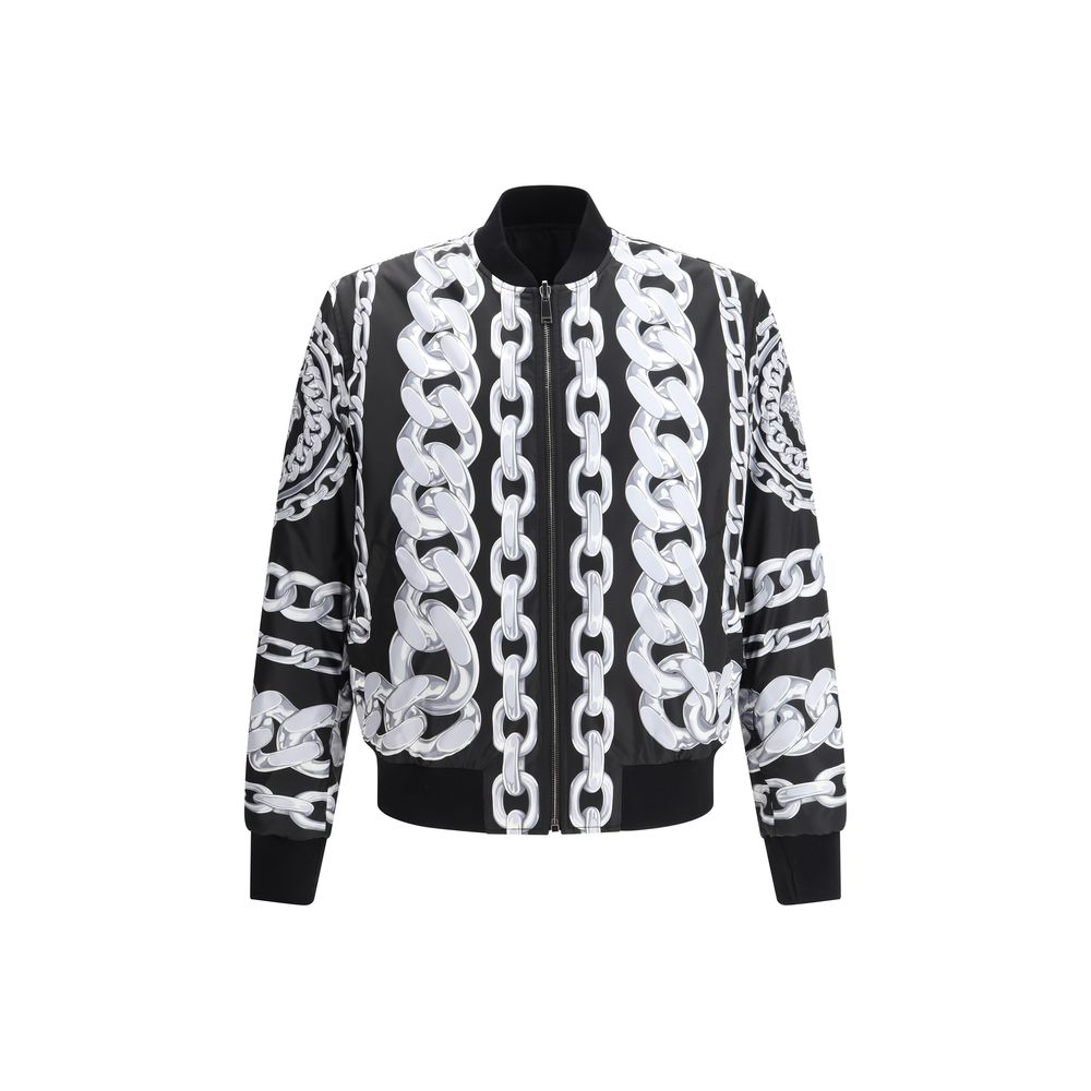Versace Black Cotton Reversible Jacket for Effortless Luxury Style