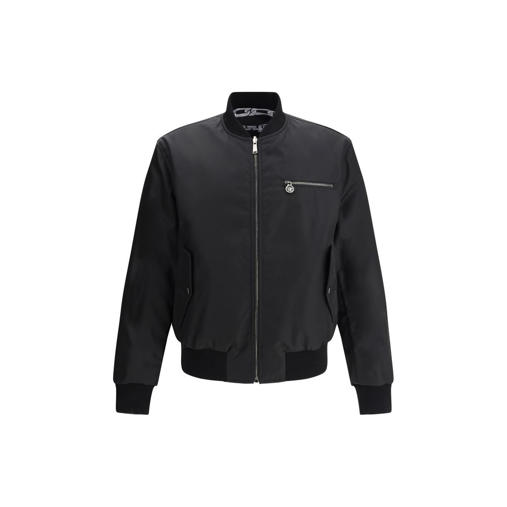 Versace Black Cotton Reversible Jacket for Effortless Luxury Style