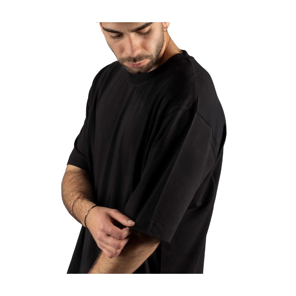 Alpha Studio Black Cotton T-Shirt for Effortless Elegance
