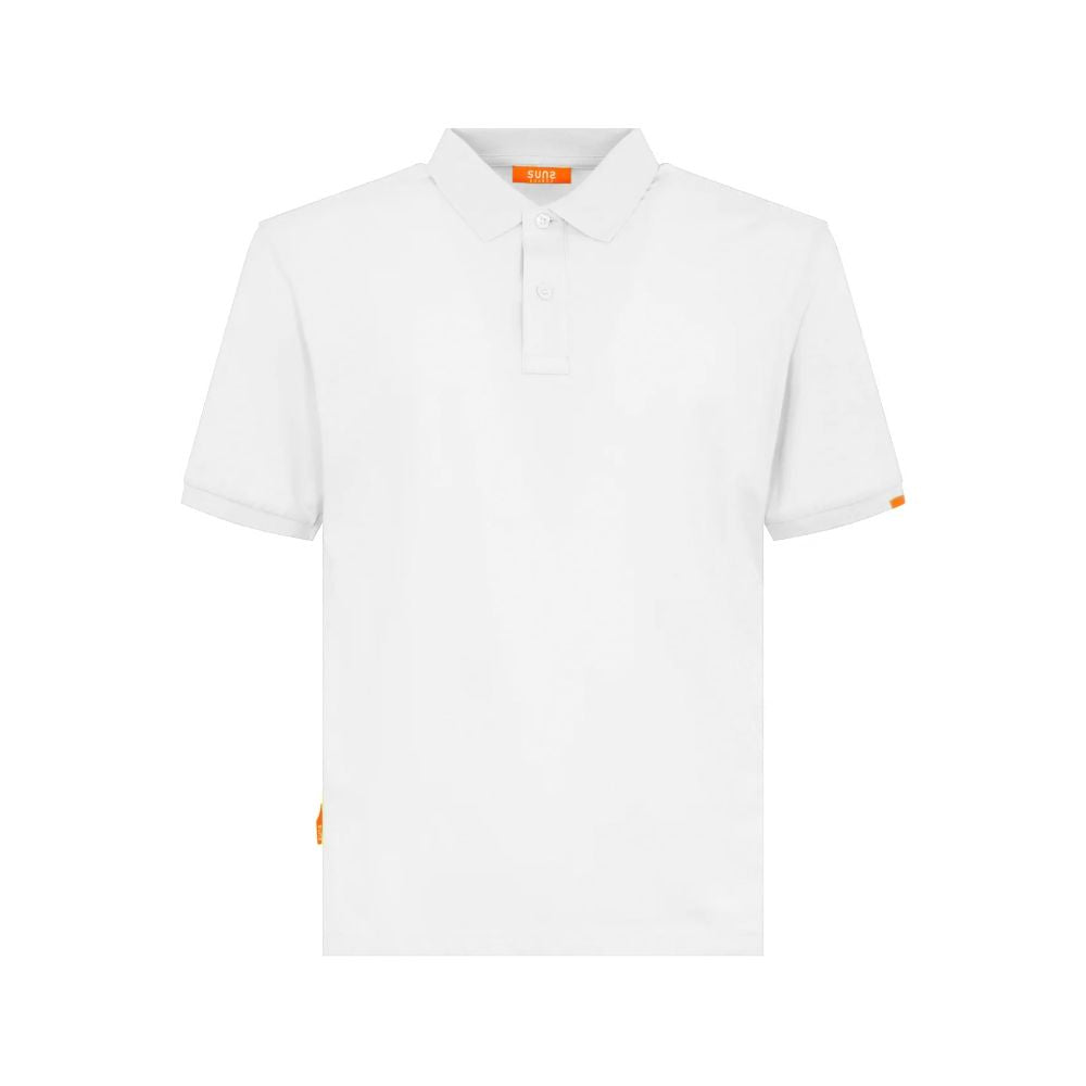Suns White Cotton Polo Shirt - Timeless Elegance Redefined