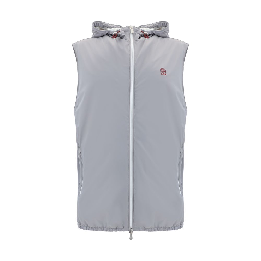 Brunello Cucinelli Grey Wool Waterproof Vest