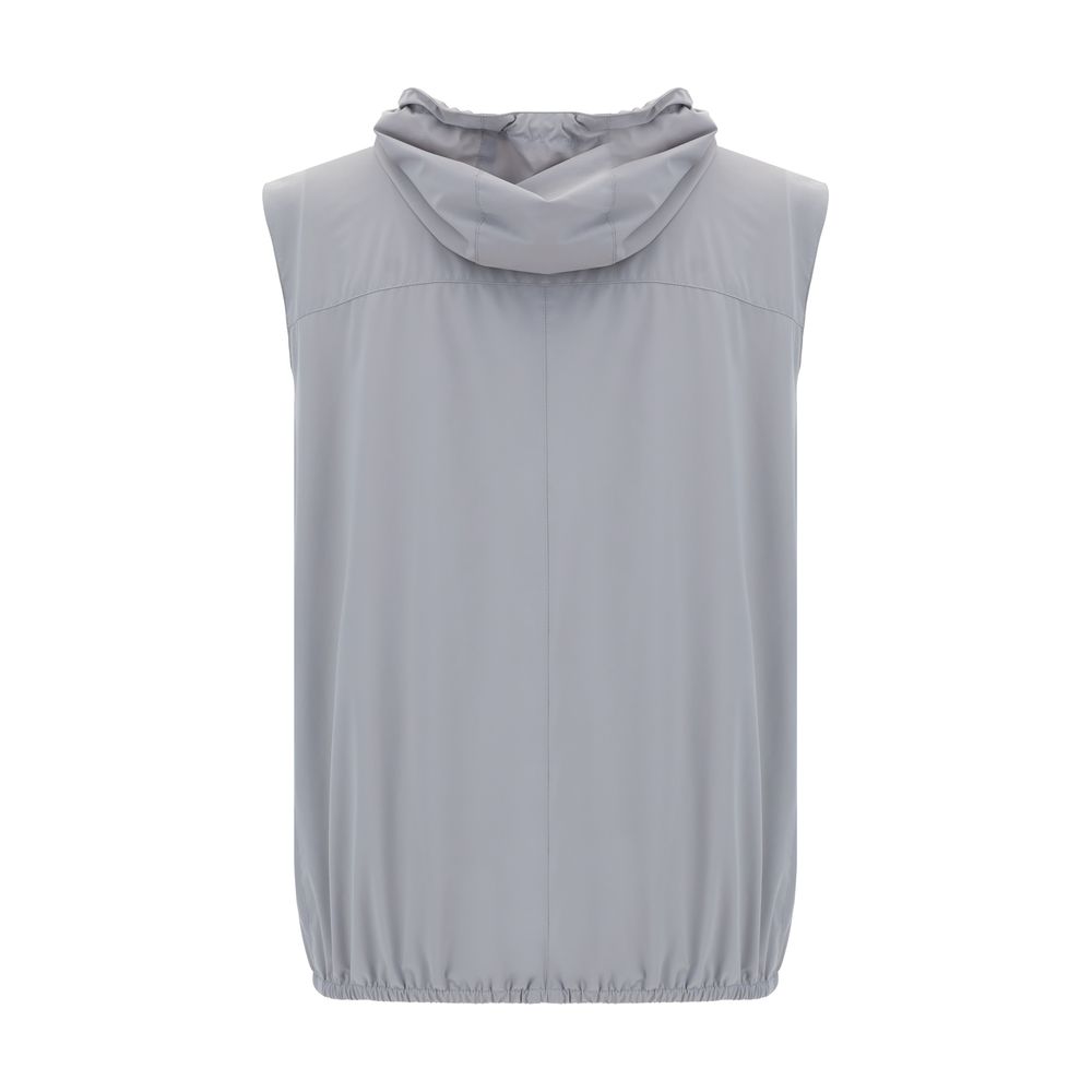 Brunello Cucinelli Grey Wool Waterproof Vest