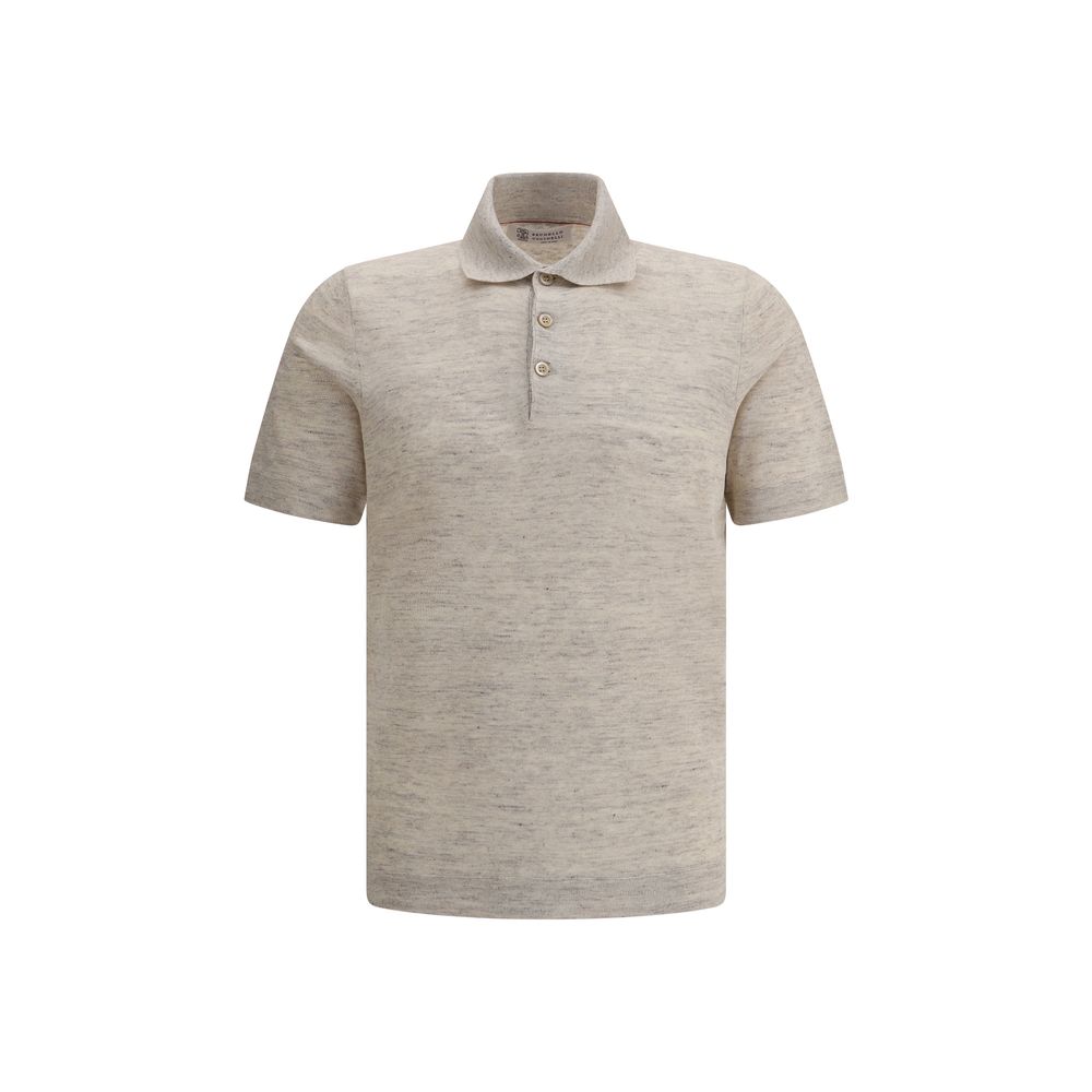 Brunello Cucinelli Beige Linen Polo Shirt for Timeless Elegance