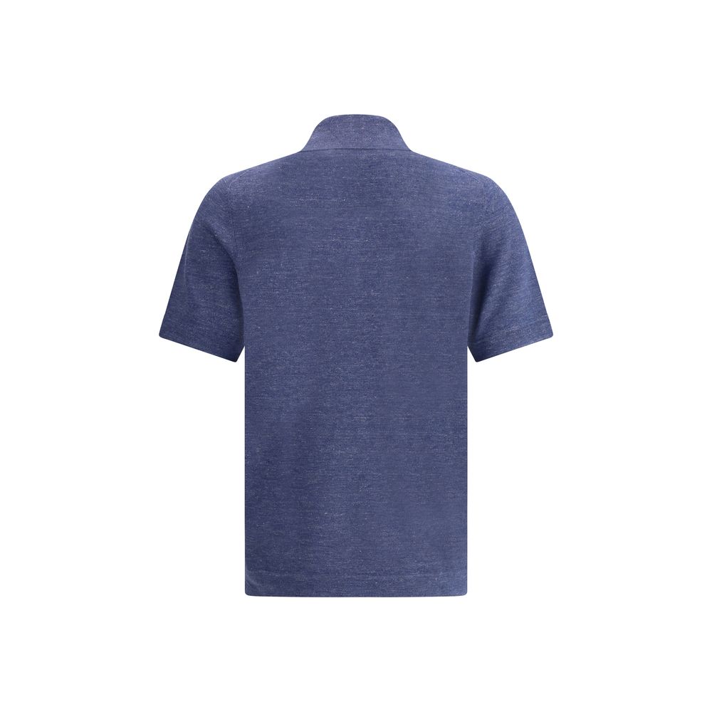 Brunello Cucinelli Beige Linen Polo Shirt for Elevated Style