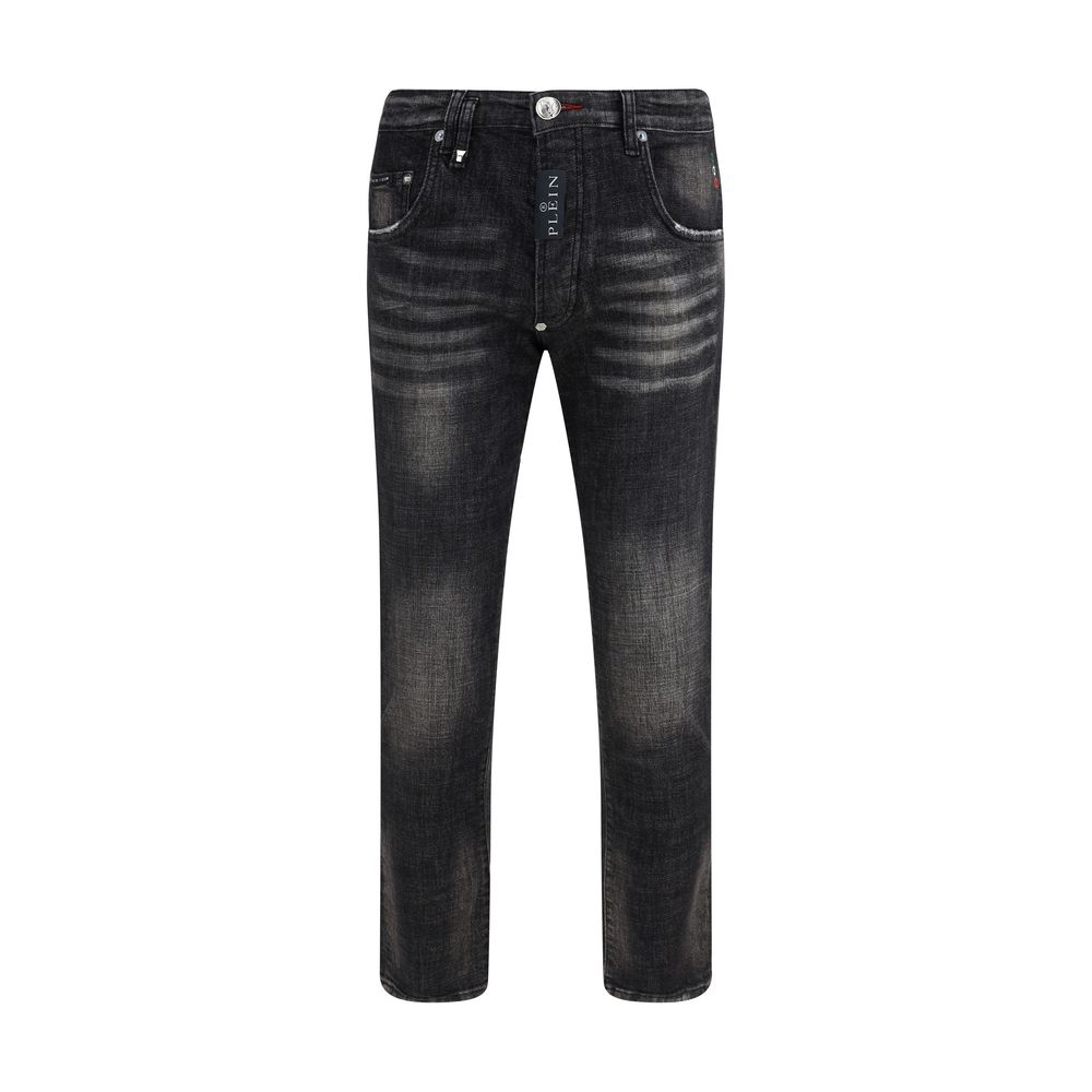 Philipp Plein Black Cotton Skinny Jeans for a Contemporary Look