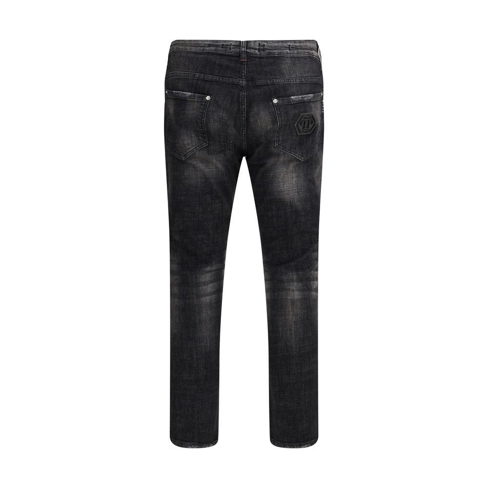 Philipp Plein Black Cotton Skinny Jeans for a Contemporary Look
