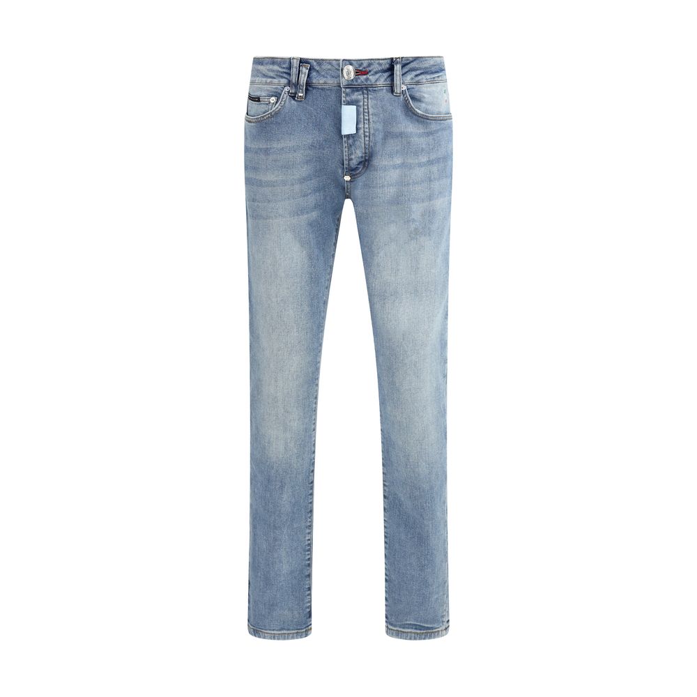 Philipp Plein Blue Denim Cotton Super Straight Jeans