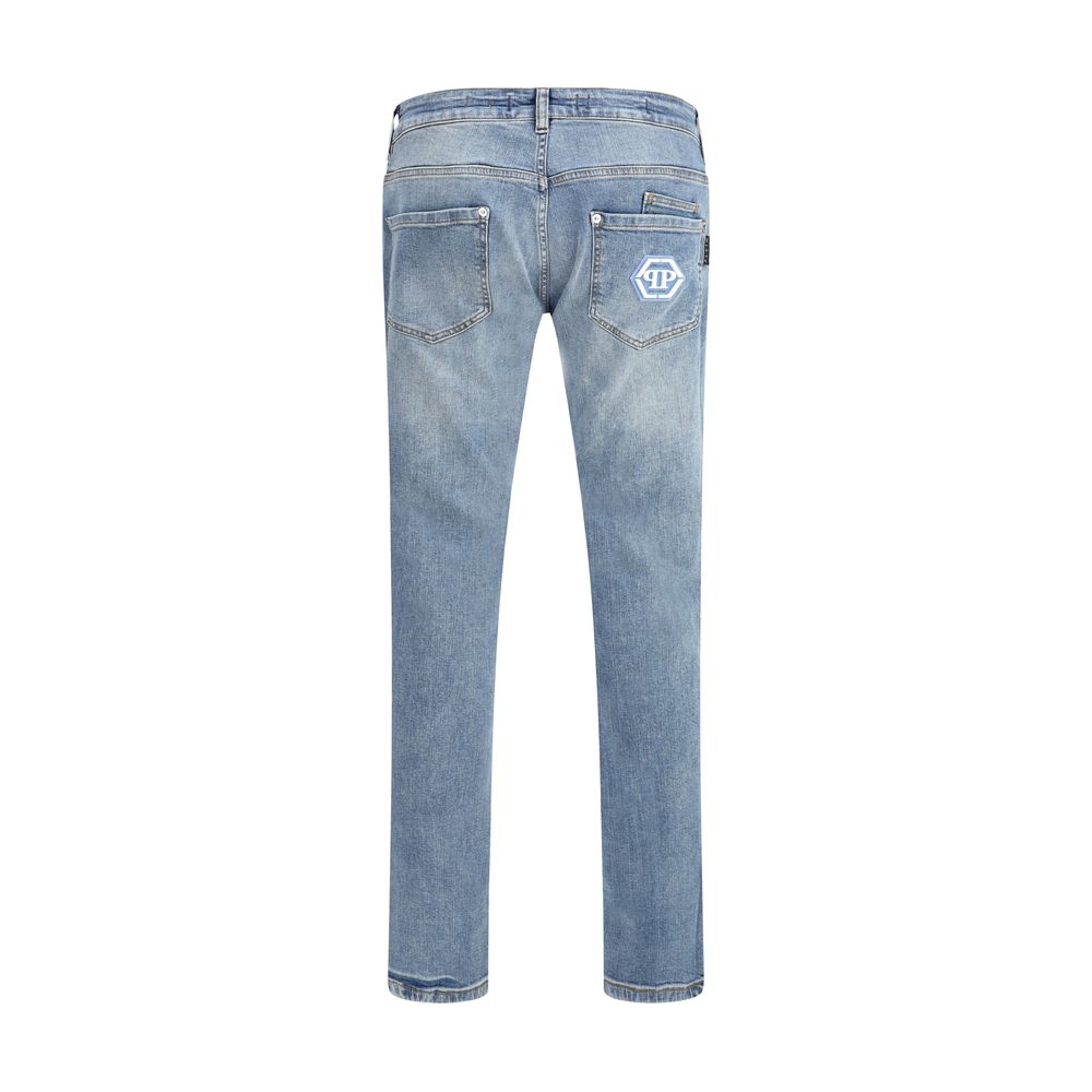 Philipp Plein Blue Denim Cotton Super Straight Jeans