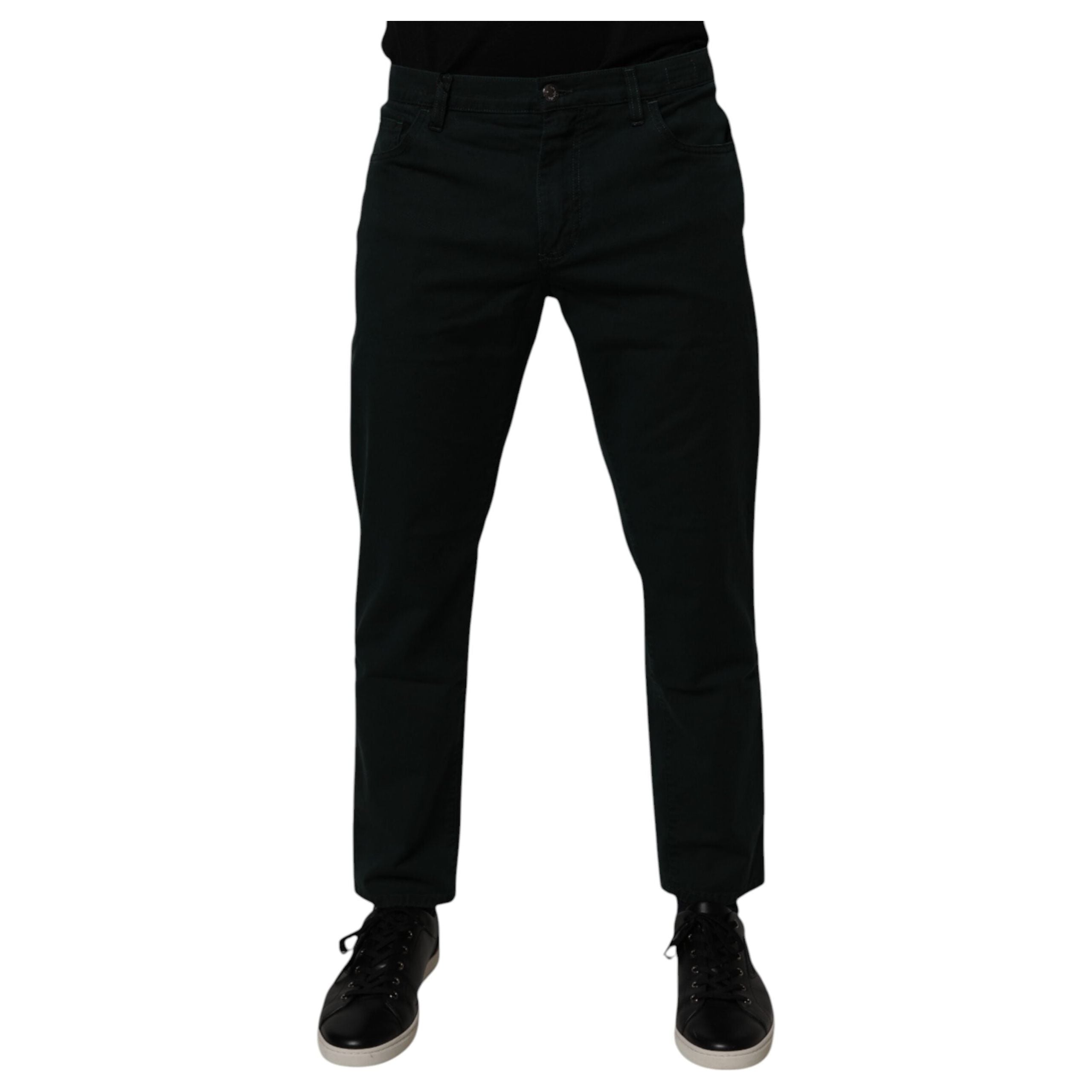 Dolce & Gabbana Dark Green Cotton Loose Skinny Denim Jeans
