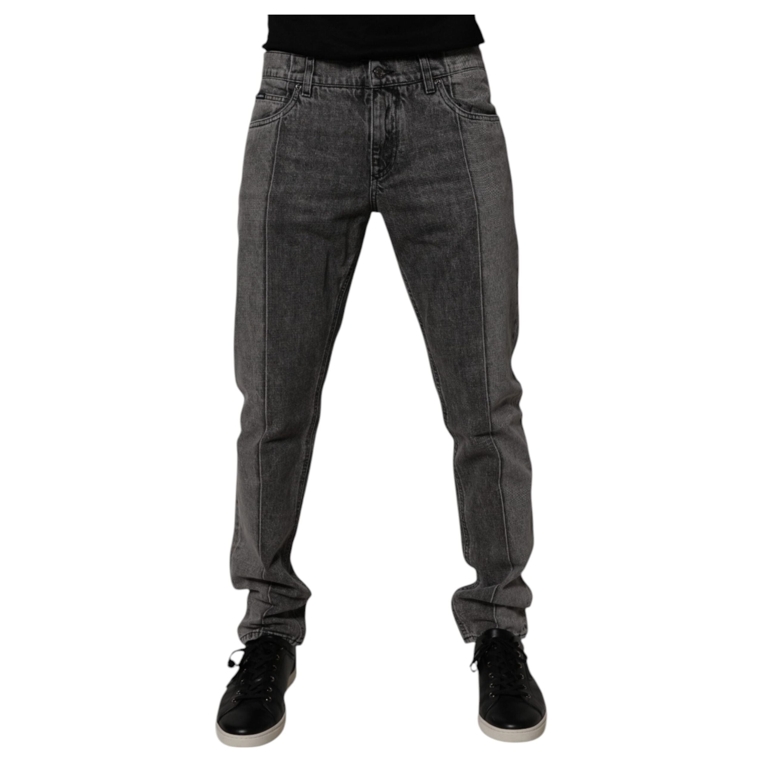Dolce & Gabbana Two Tone Gray Cotton Denim Jeans Luxe