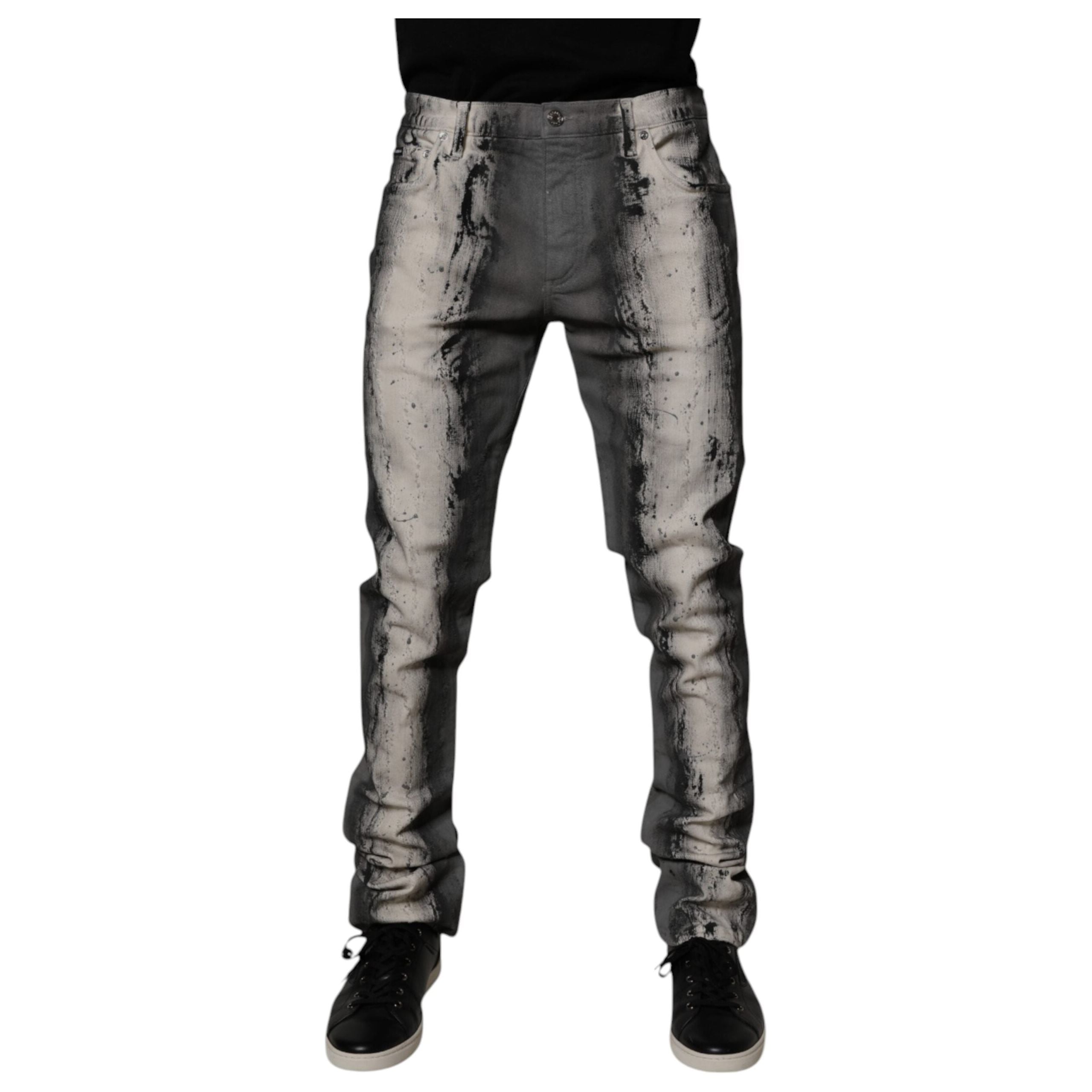 Dolce & Gabbana Gray Tie Dye Cotton Skinny Denim Jeans