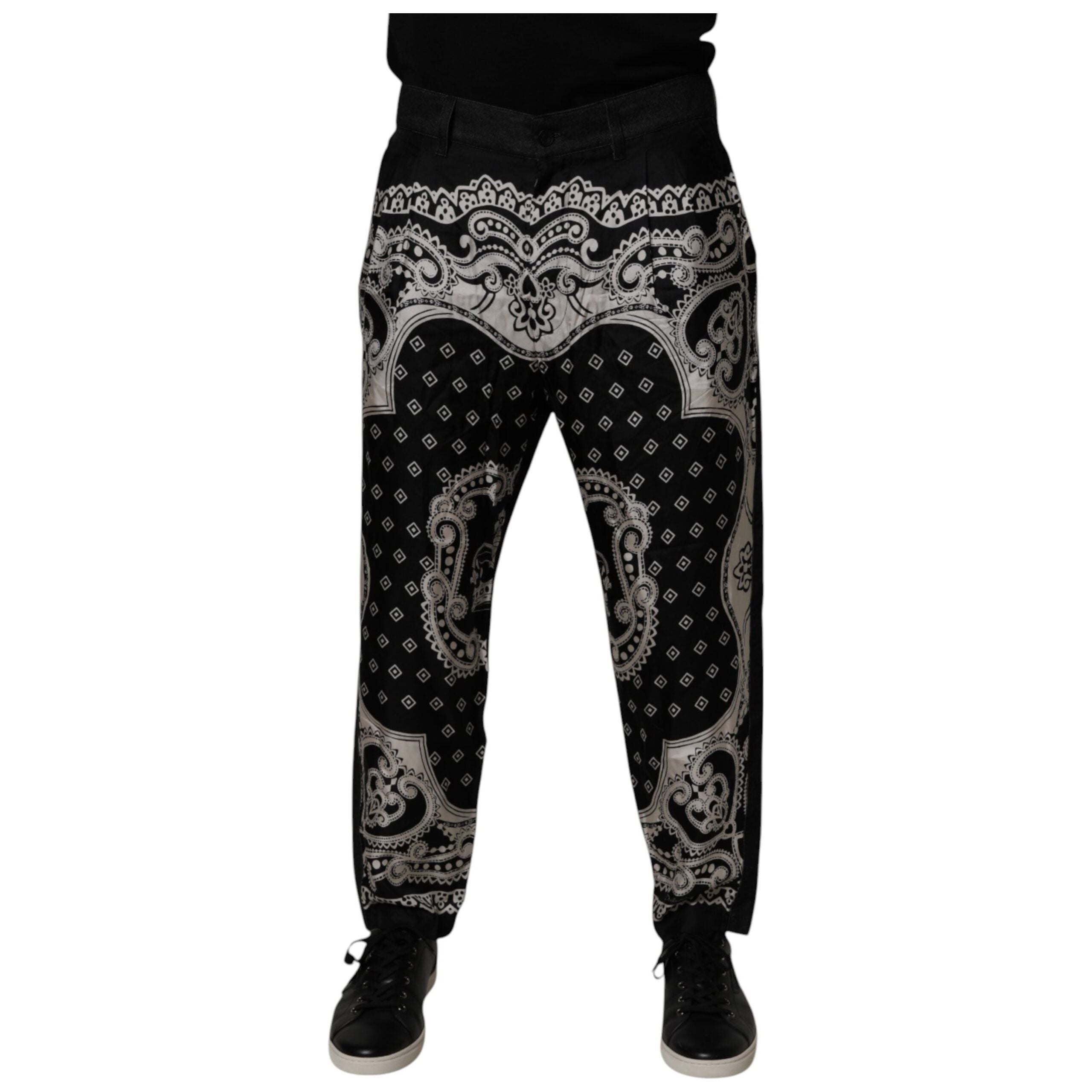 Dolce & Gabbana Black Bandana Cotton Skinny Denim Jeans