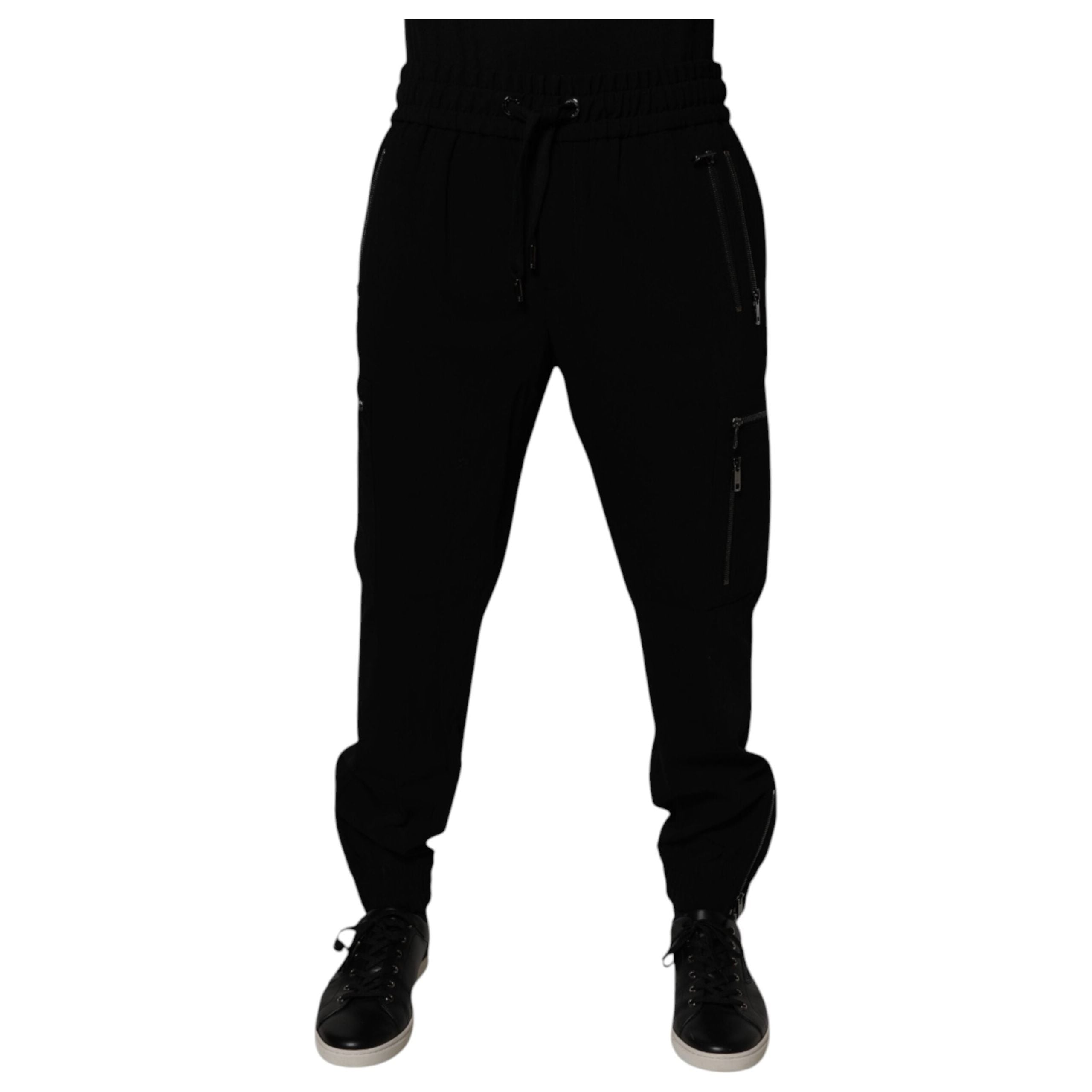 Dolce & Gabbana Black Wool Stretch Jogger Pants