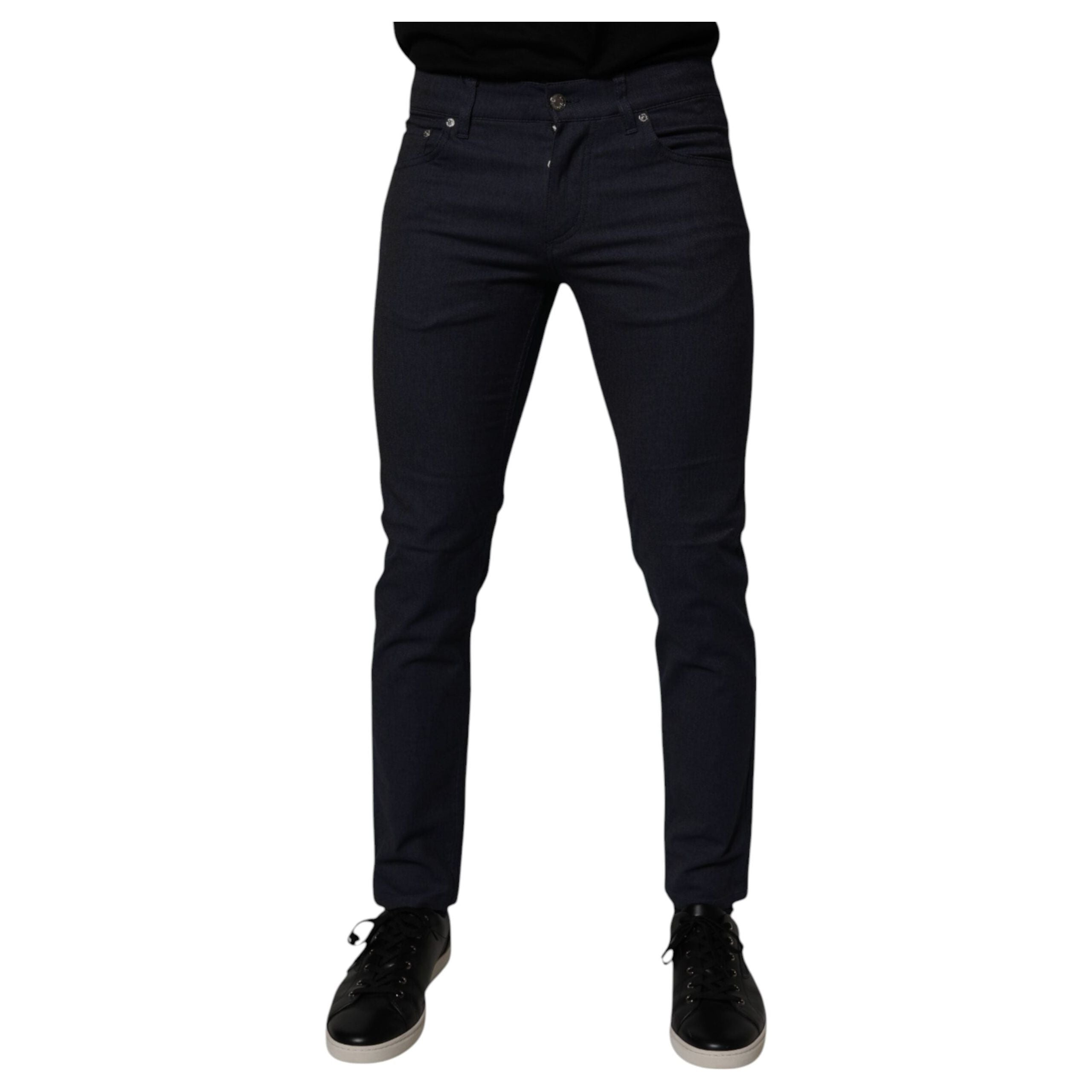 Dolce & Gabbana Dark Blue Cotton Stretch Skinny Denim Jeans