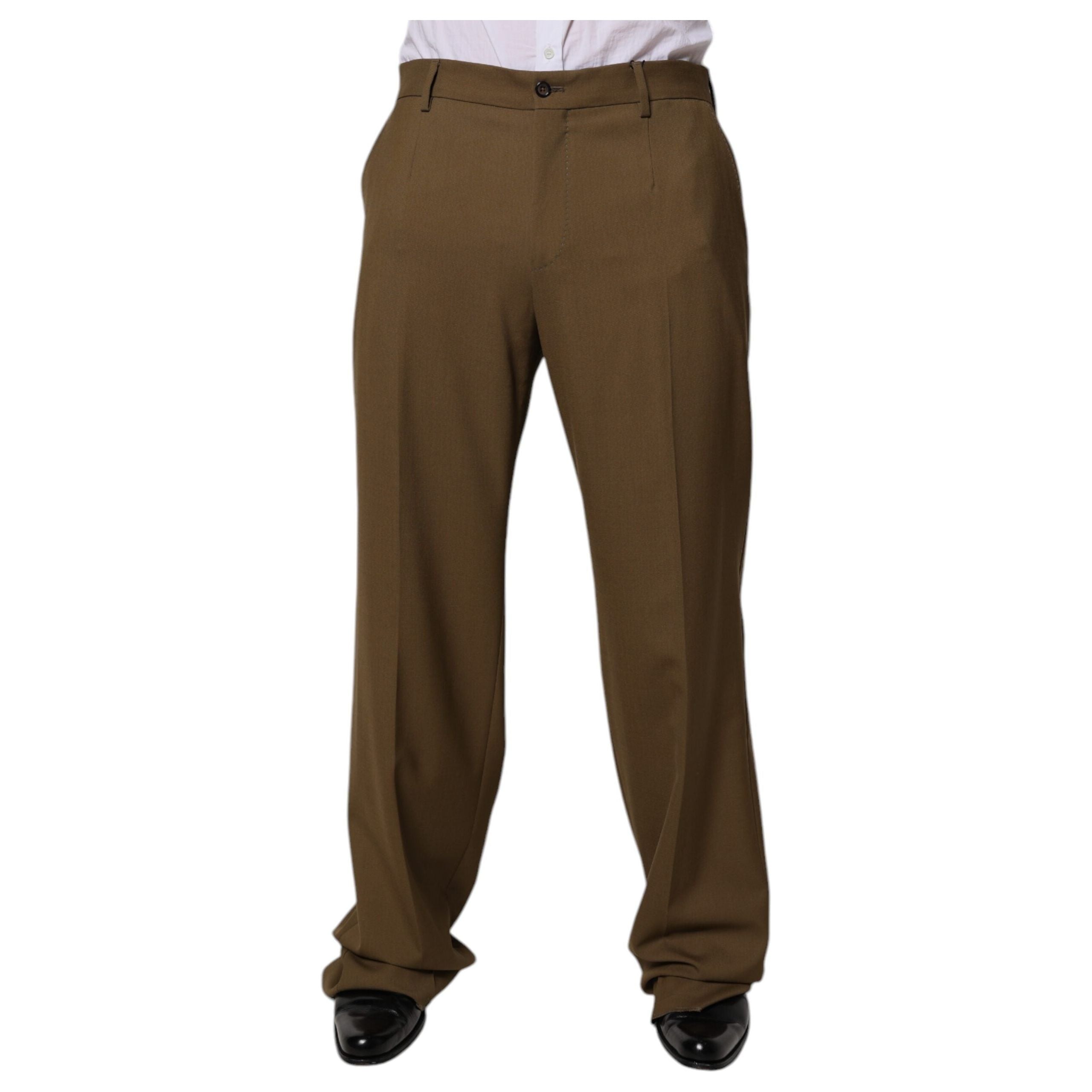 Dolce & Gabbana Brown Wool Straight Formal Dress Pants