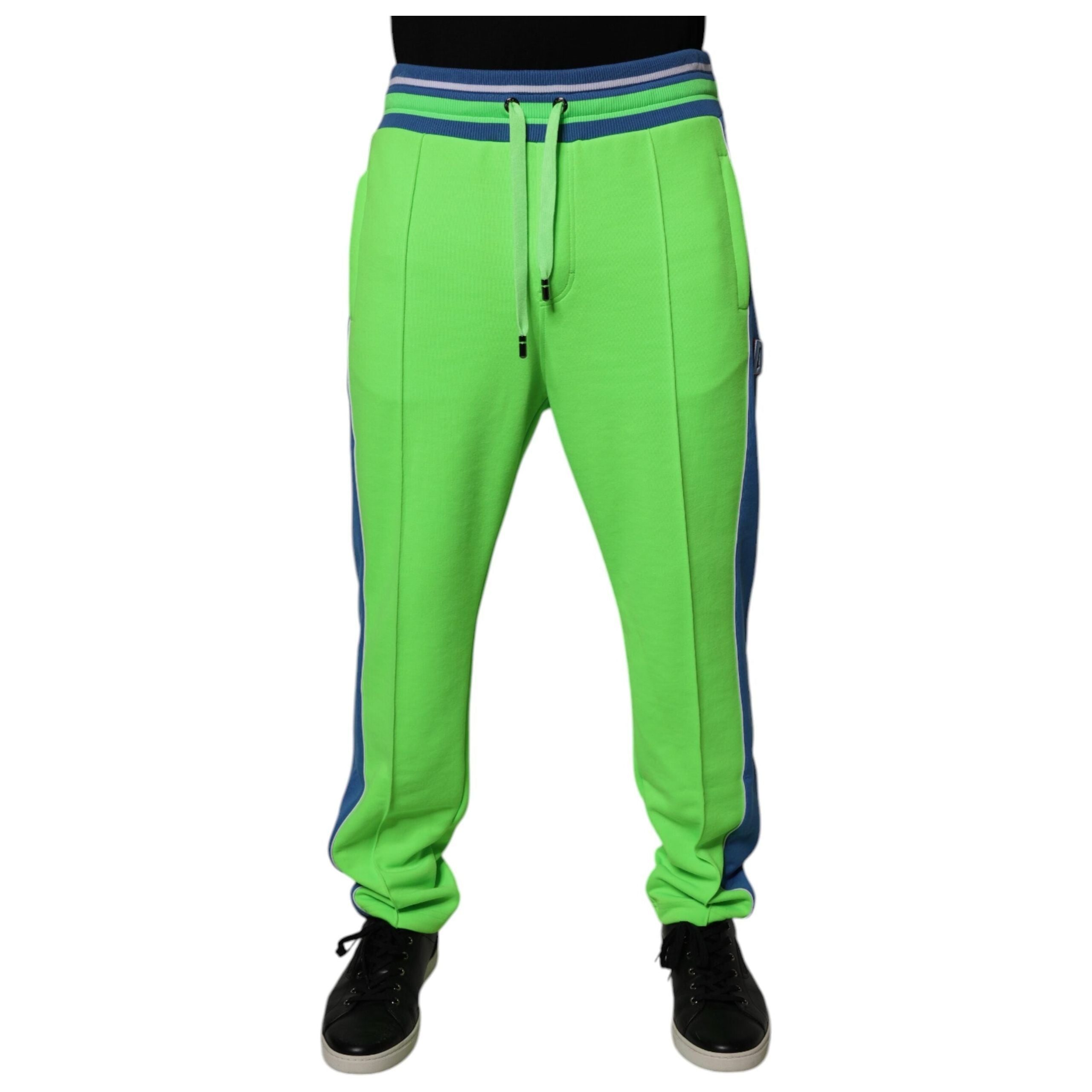 Dolce & Gabbana Green Blue Cotton Jogger Sweatpants
