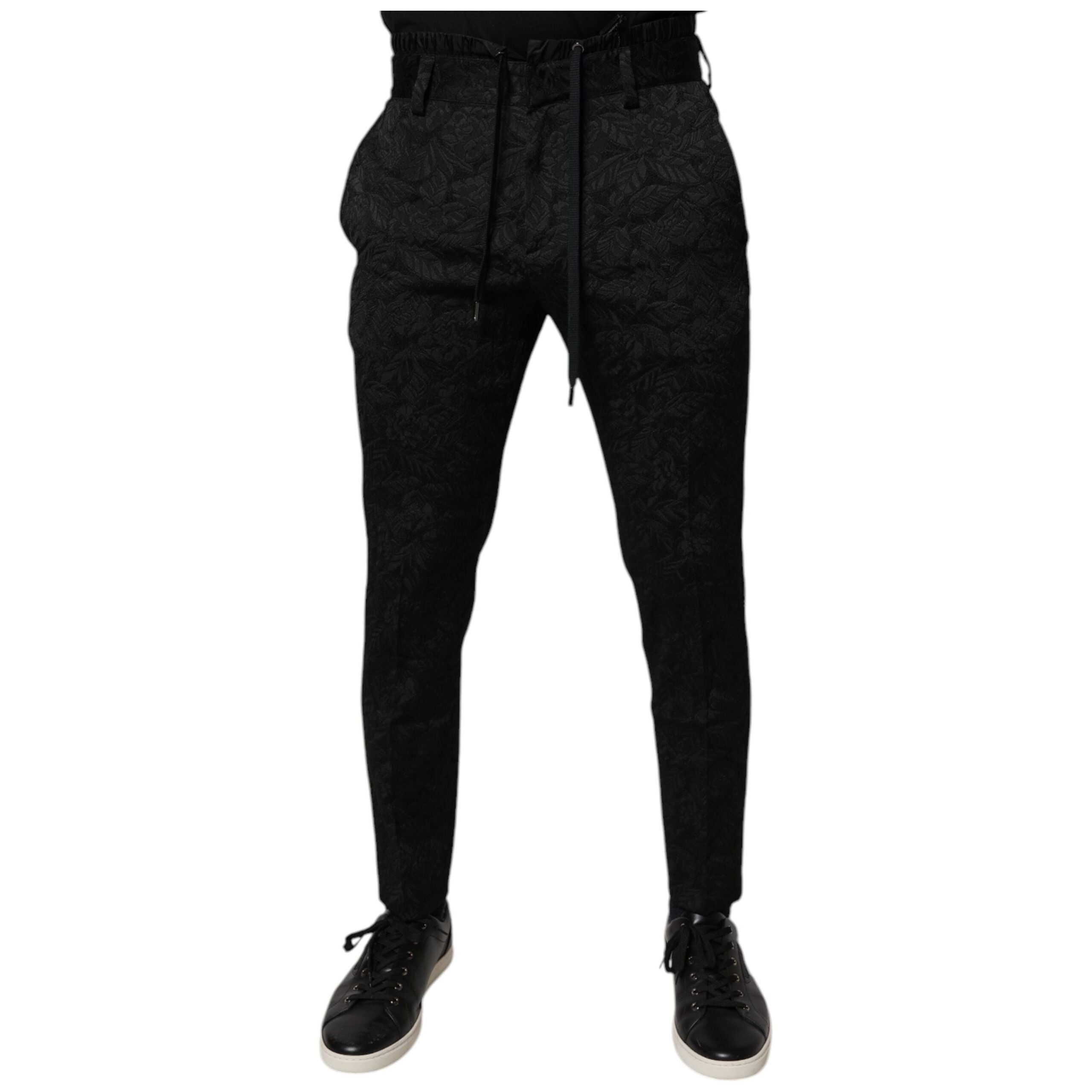 Dolce & Gabbana Black Brocade Skinny Dress Pants