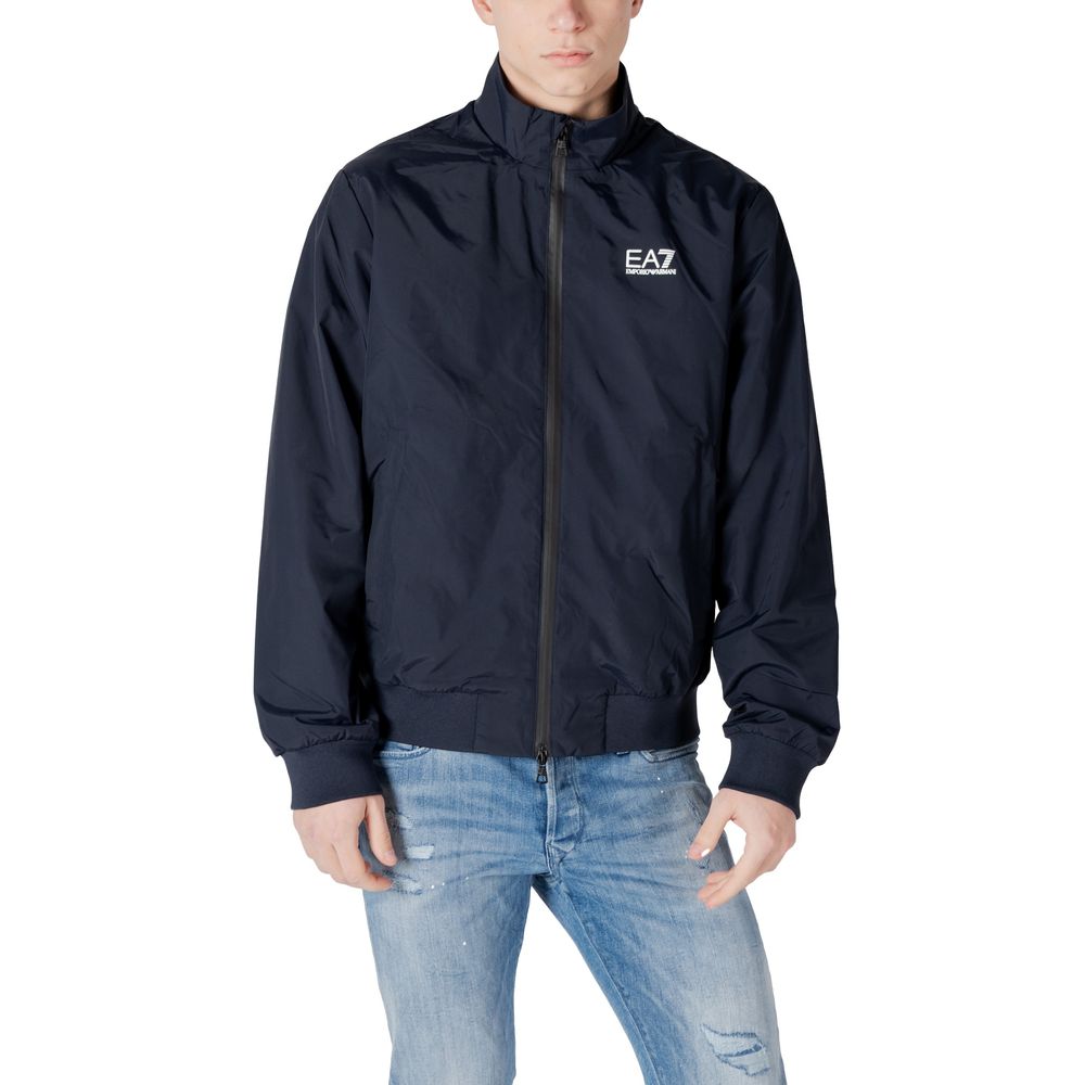 EA7 Emporio Armani Blue Nylon Jacket for Contemporary Elegance