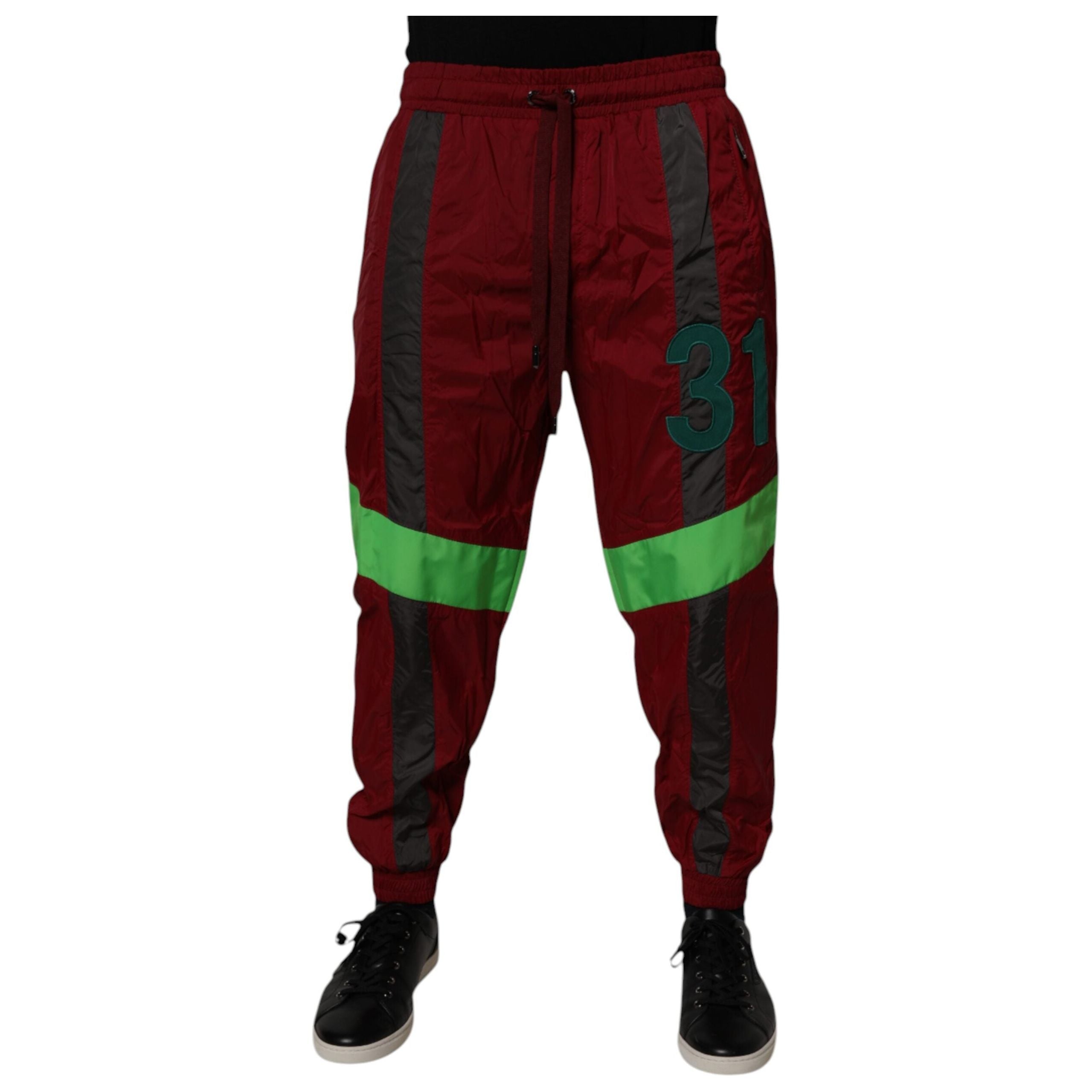 Dolce & Gabbana Maroon Nylon Jogger Sweatpants Pants