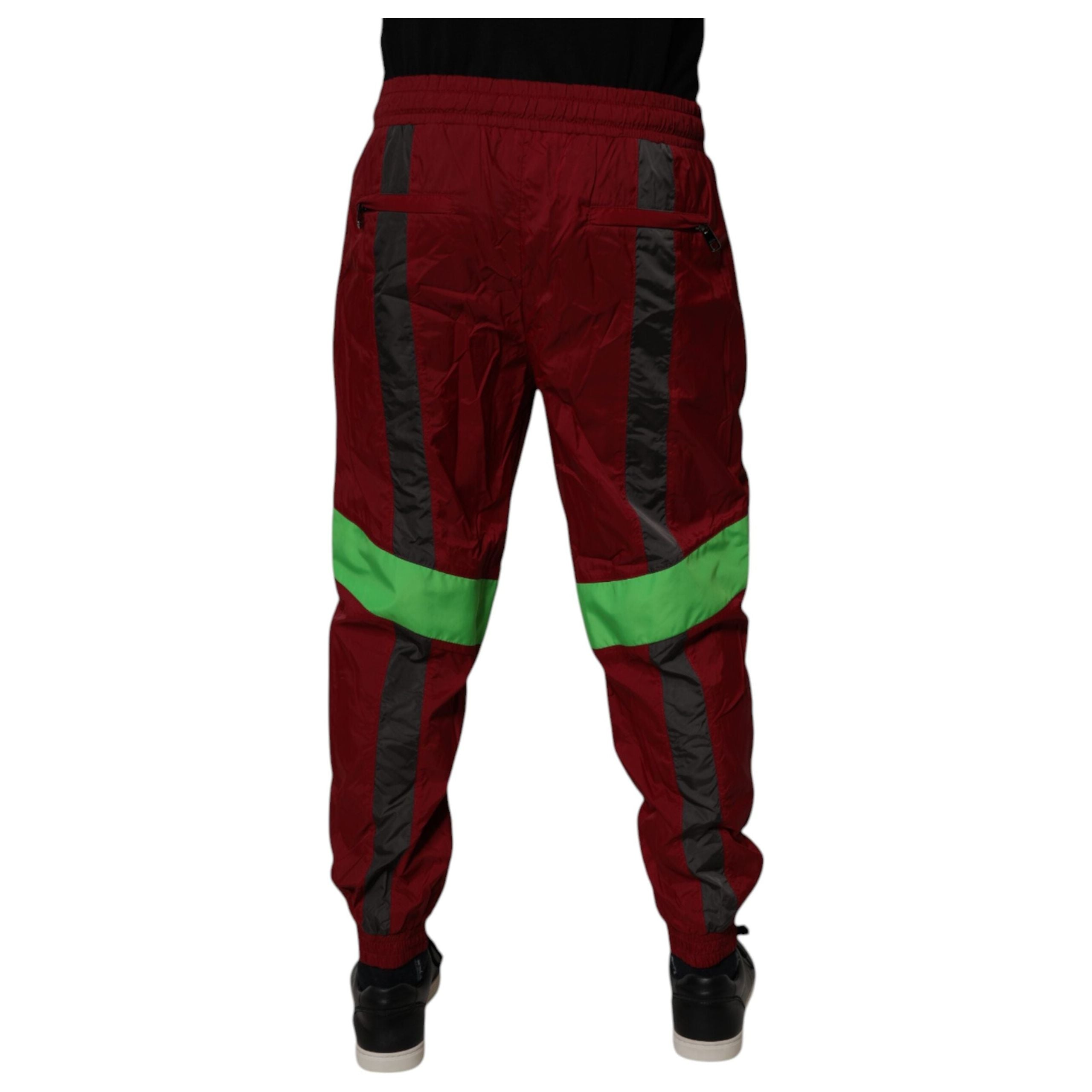 Dolce & Gabbana Maroon Nylon Jogger Sweatpants Pants