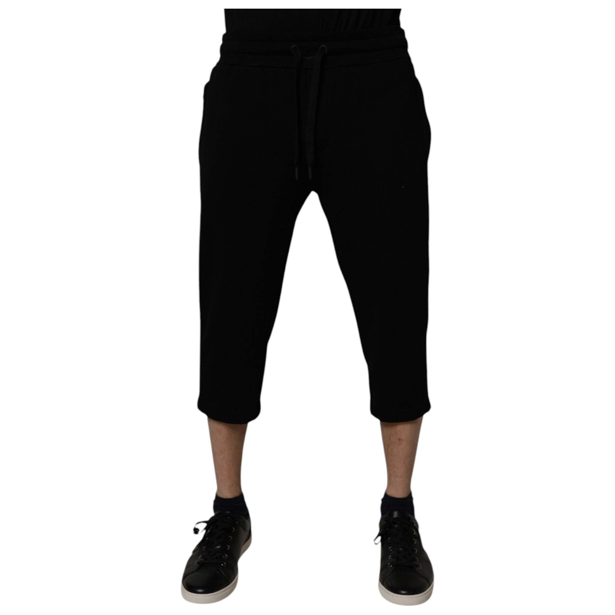 Dolce & Gabbana Black Cotton Blend Cropped Sweatpants