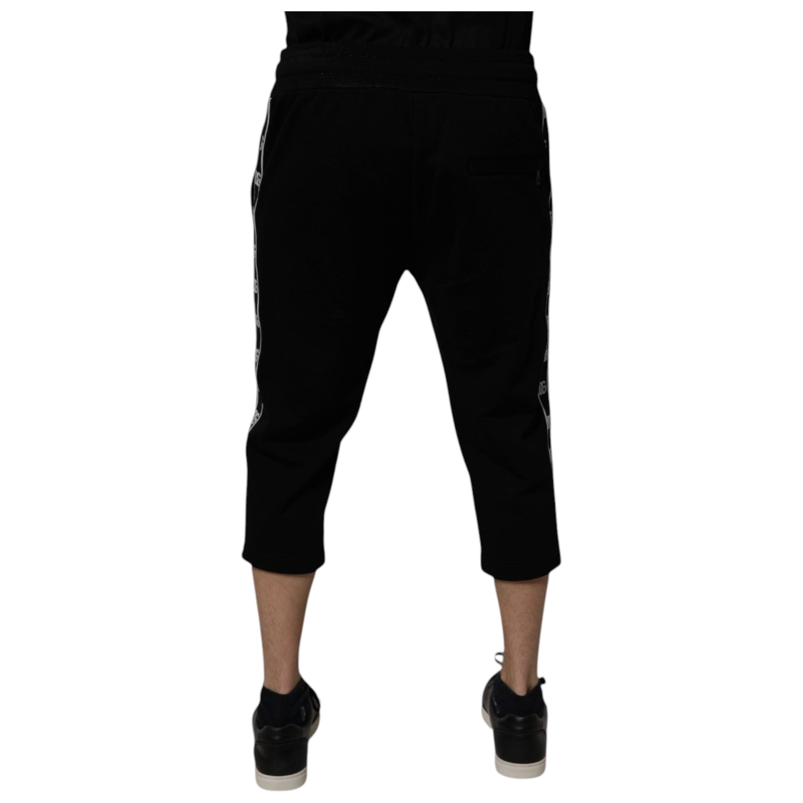 Dolce & Gabbana Black Cotton Blend Cropped Sweatpants