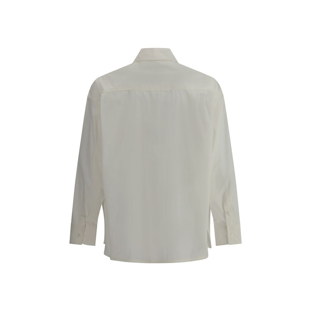MM6 White Cotton Oversized Shirt with Iconic Logo Print