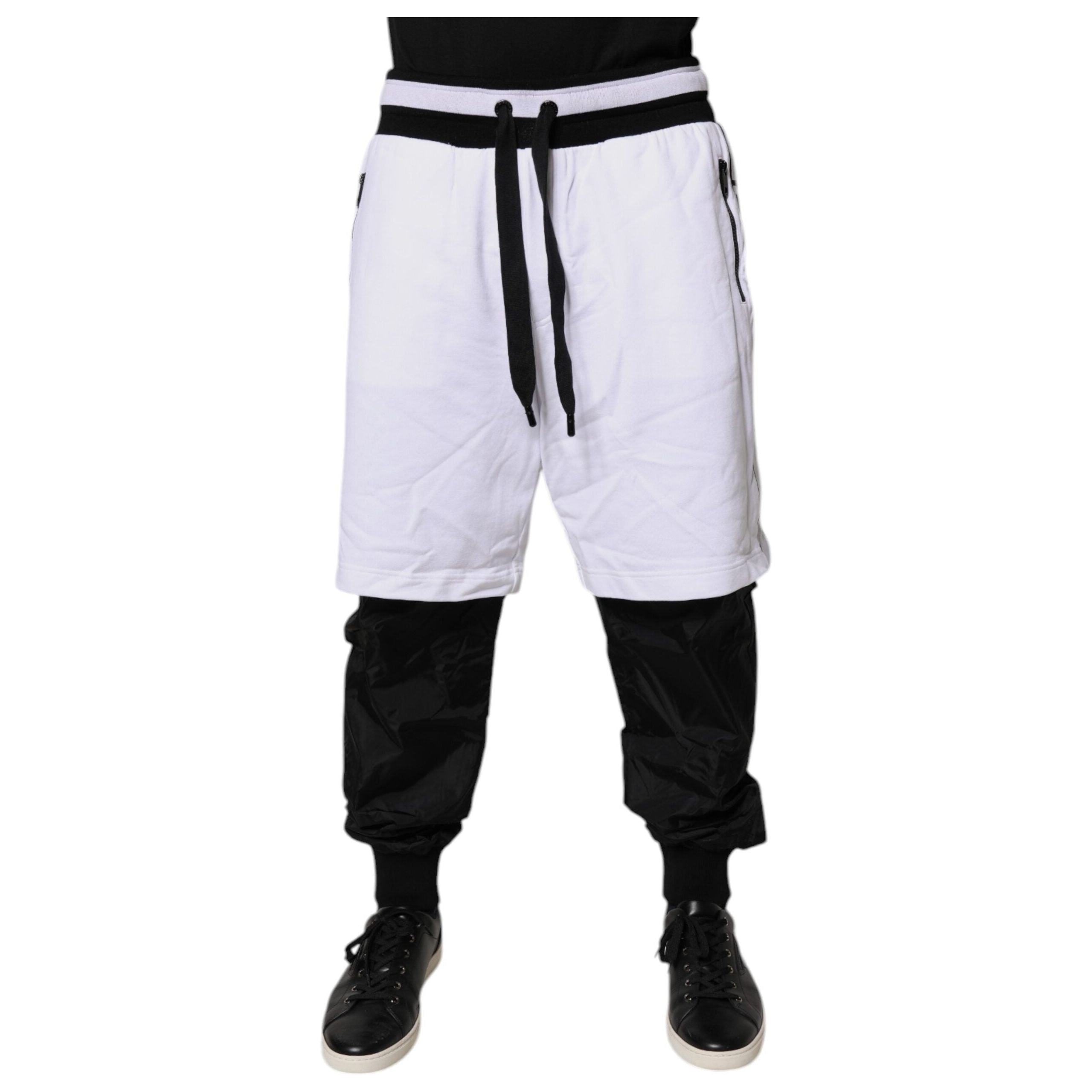 Dolce & Gabbana Black White Cotton Layered Sweatpants Pants